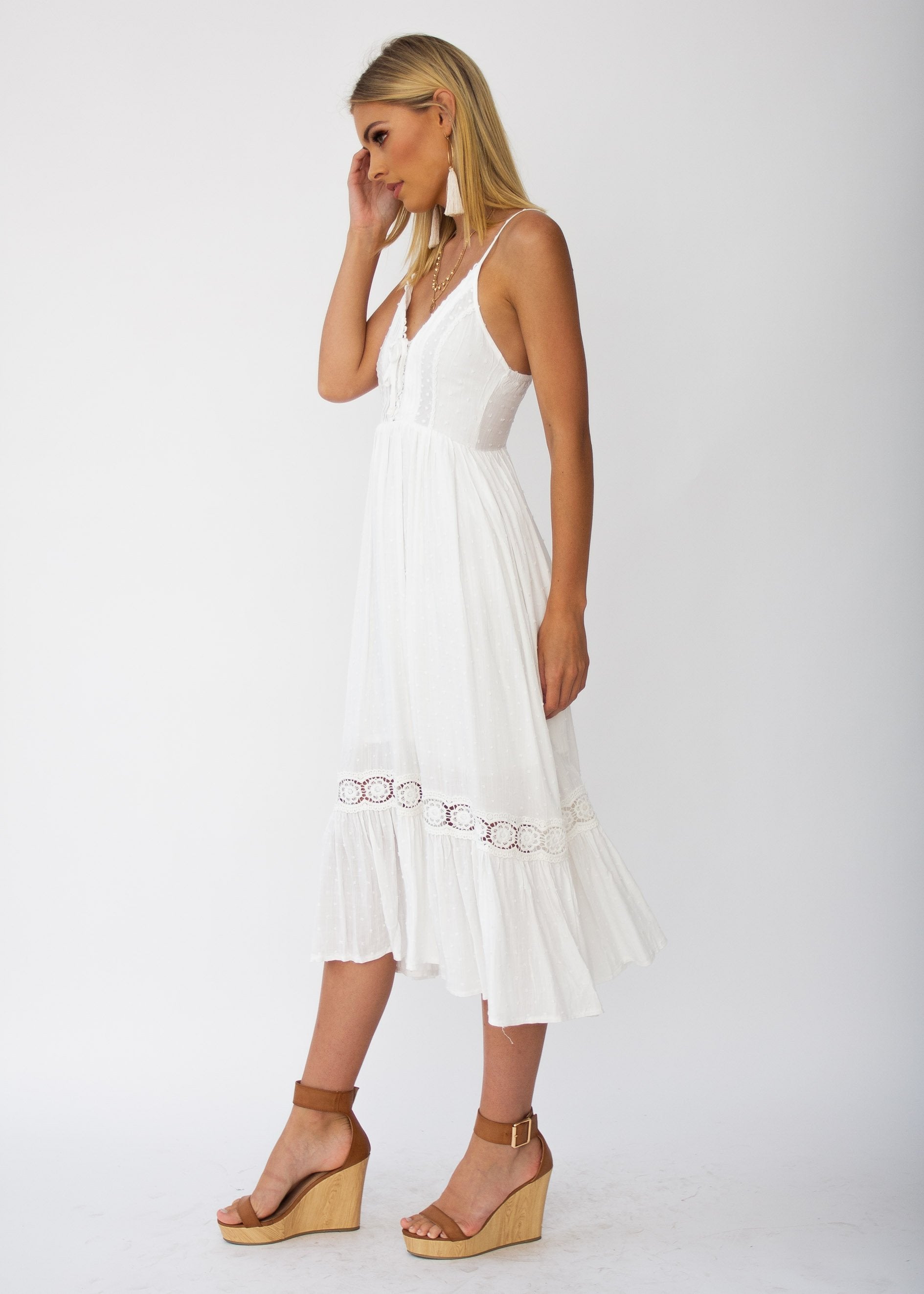 Nightingale Midi Dress - White