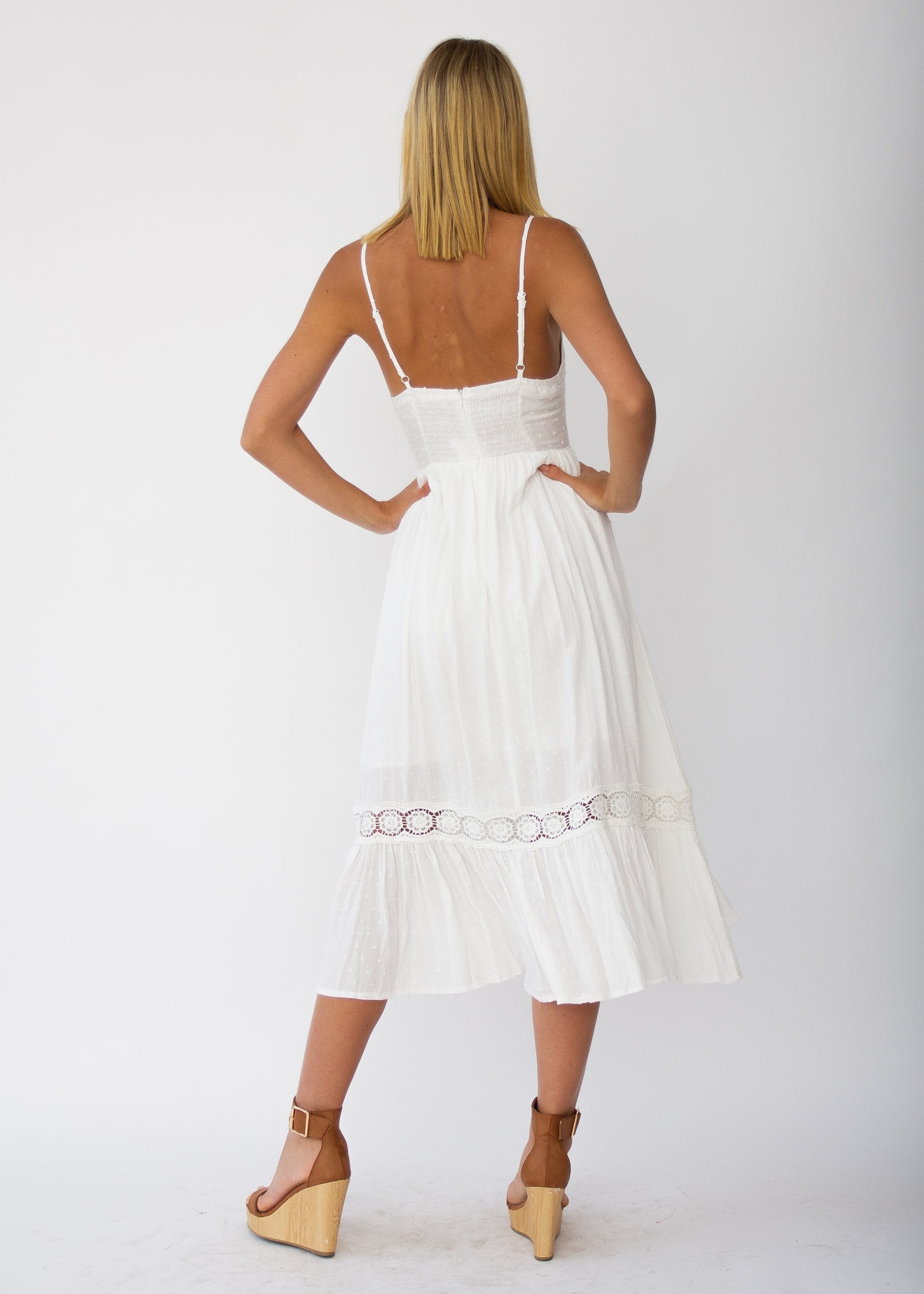 Nightingale Midi Dress - White