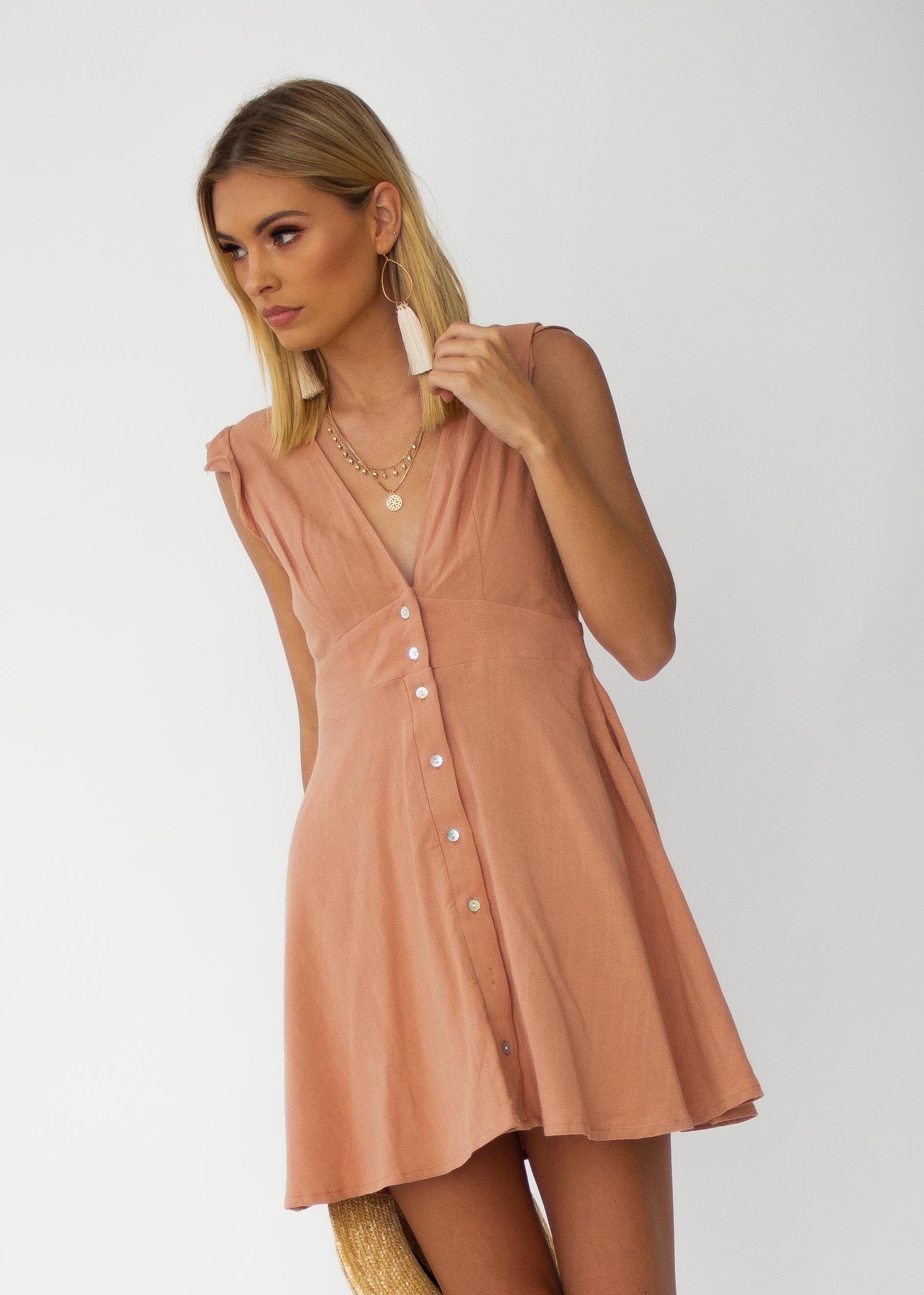 Keep Close Linen Dress - Terracotta