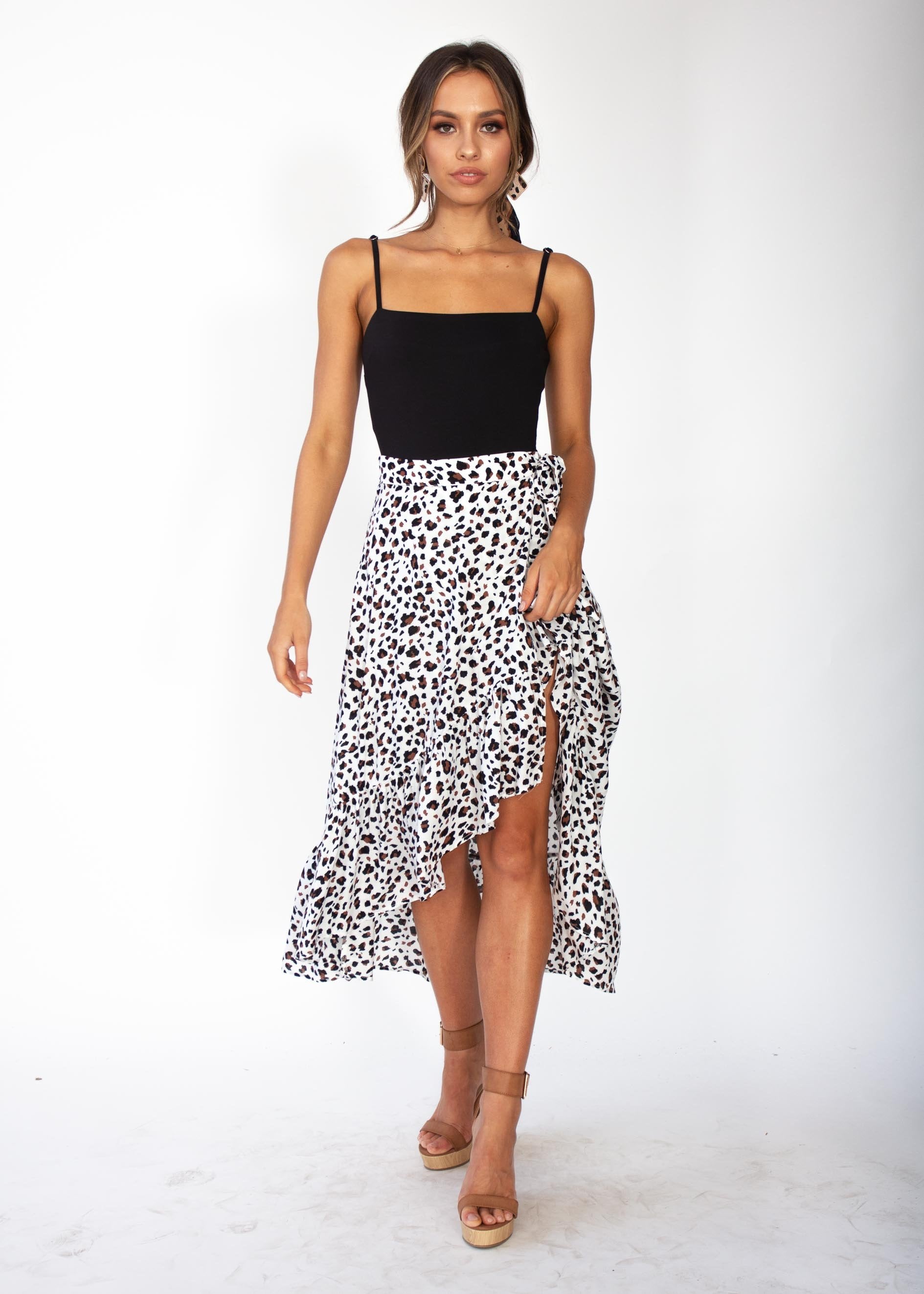 Consequences Midi Skirt - White Leopard
