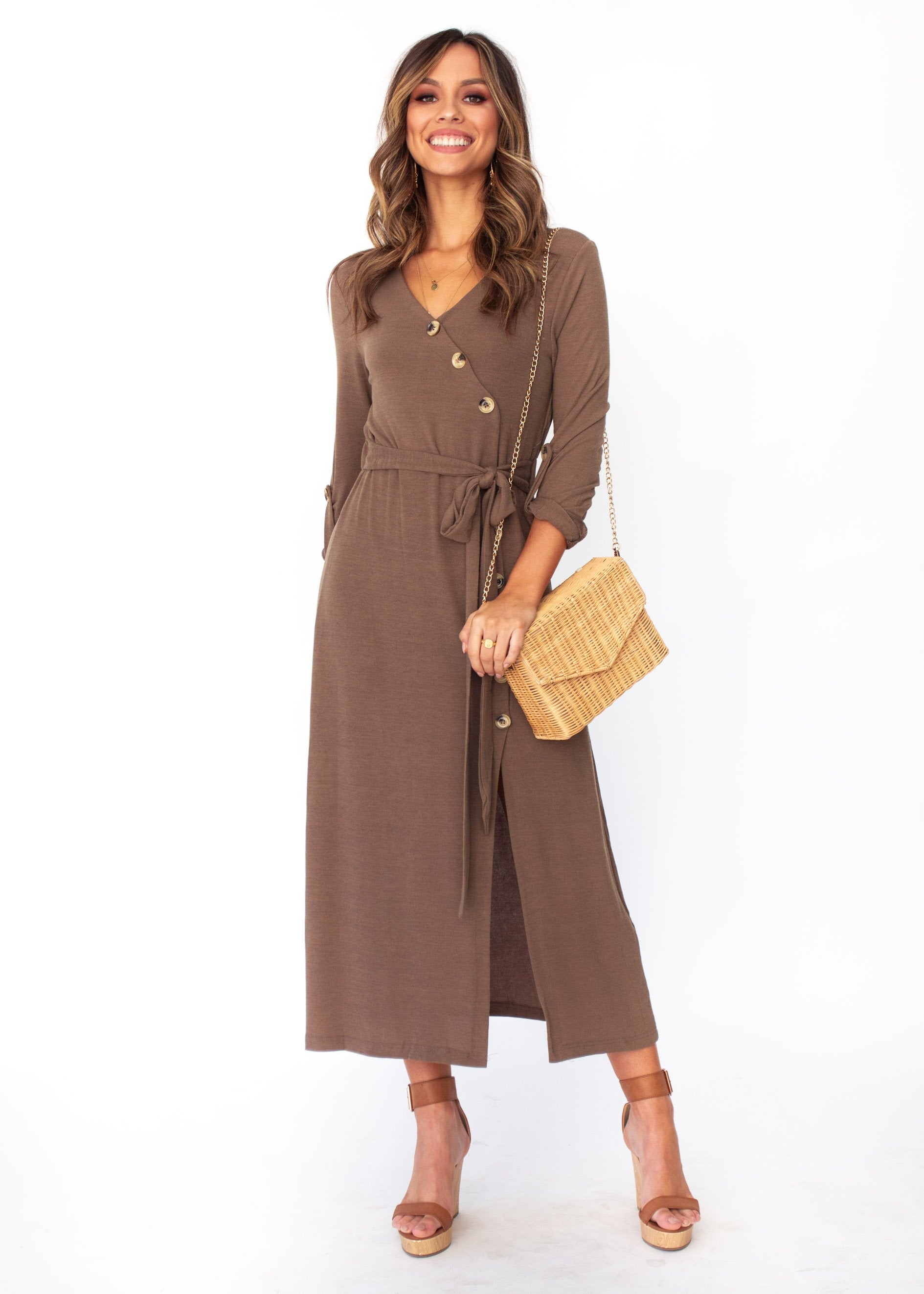 Women's Love Ain't Easy Midi Dress - Khaki