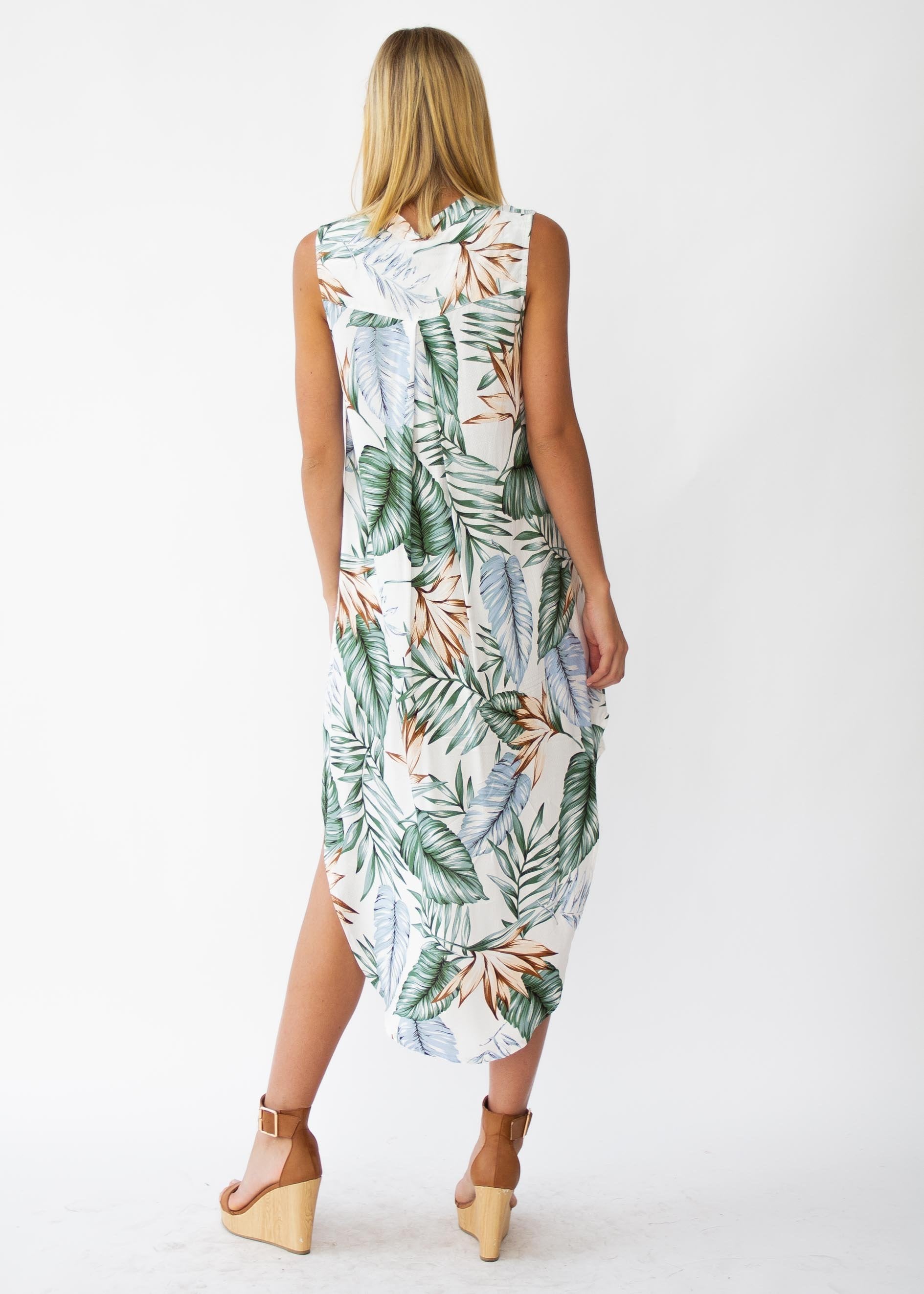 Moving Along Midi Dress - White Palm