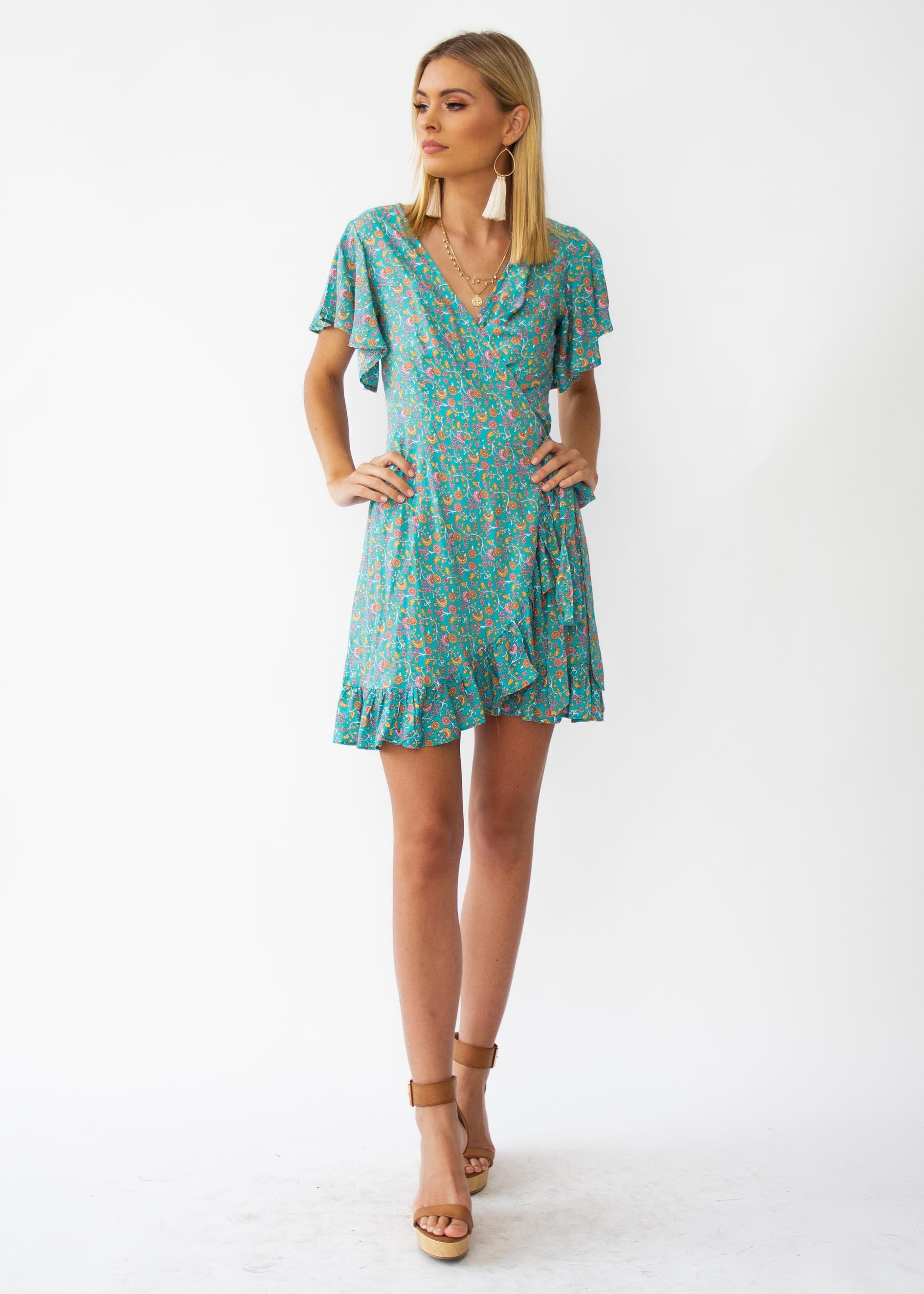 Zana Wrap Dress - Aquamarine