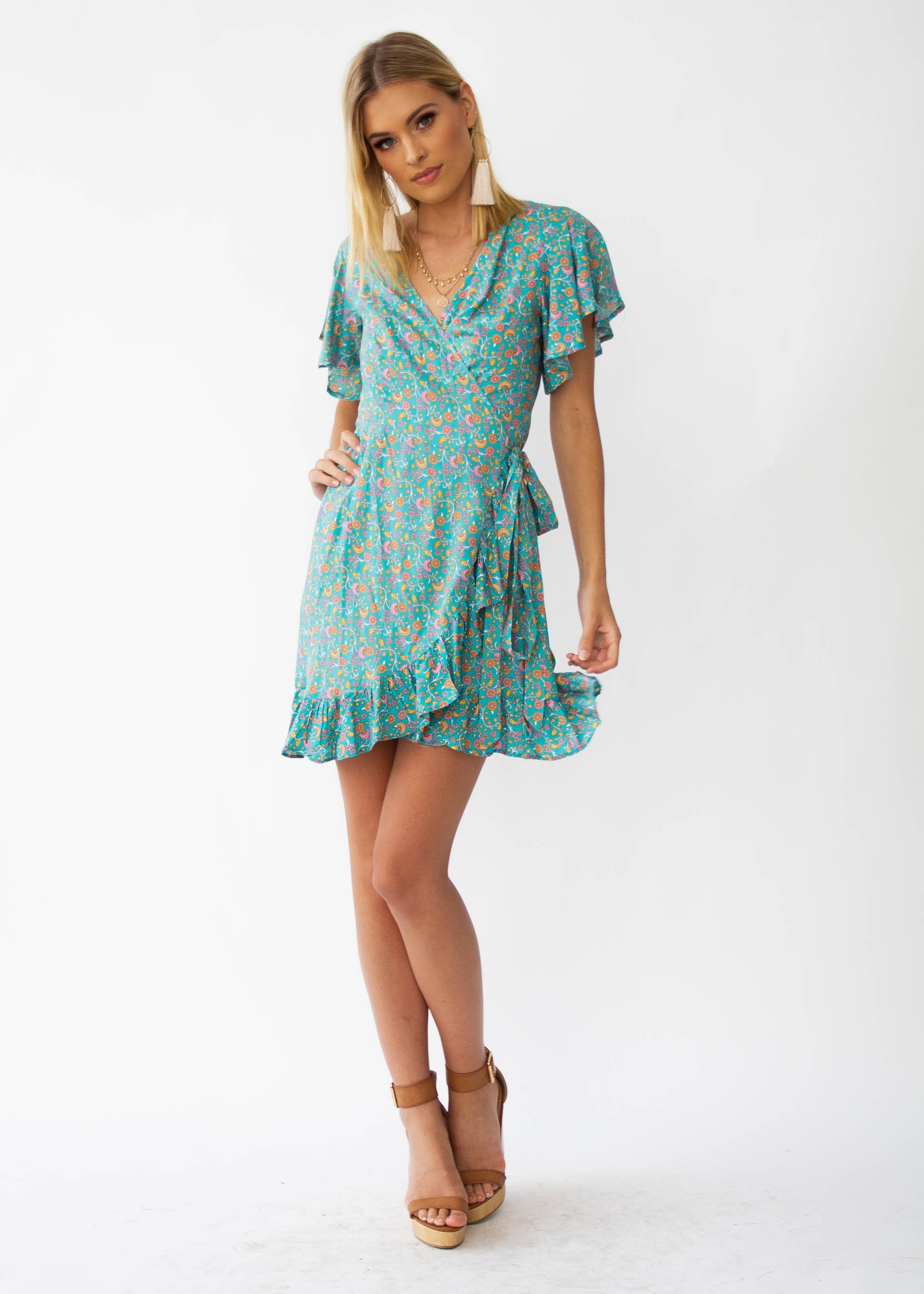 Zana Wrap Dress - Aquamarine