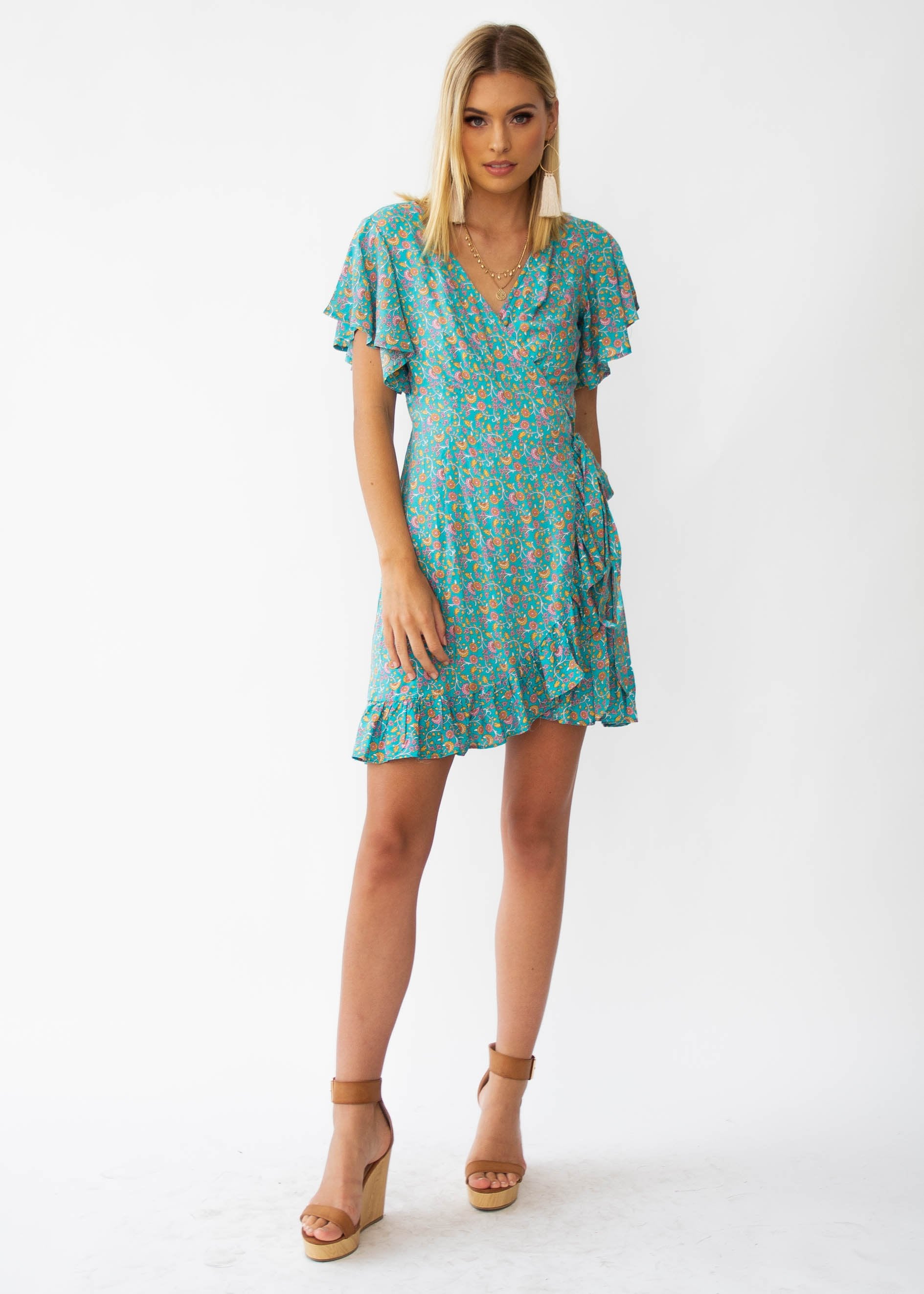 Zana Wrap Dress - Aquamarine