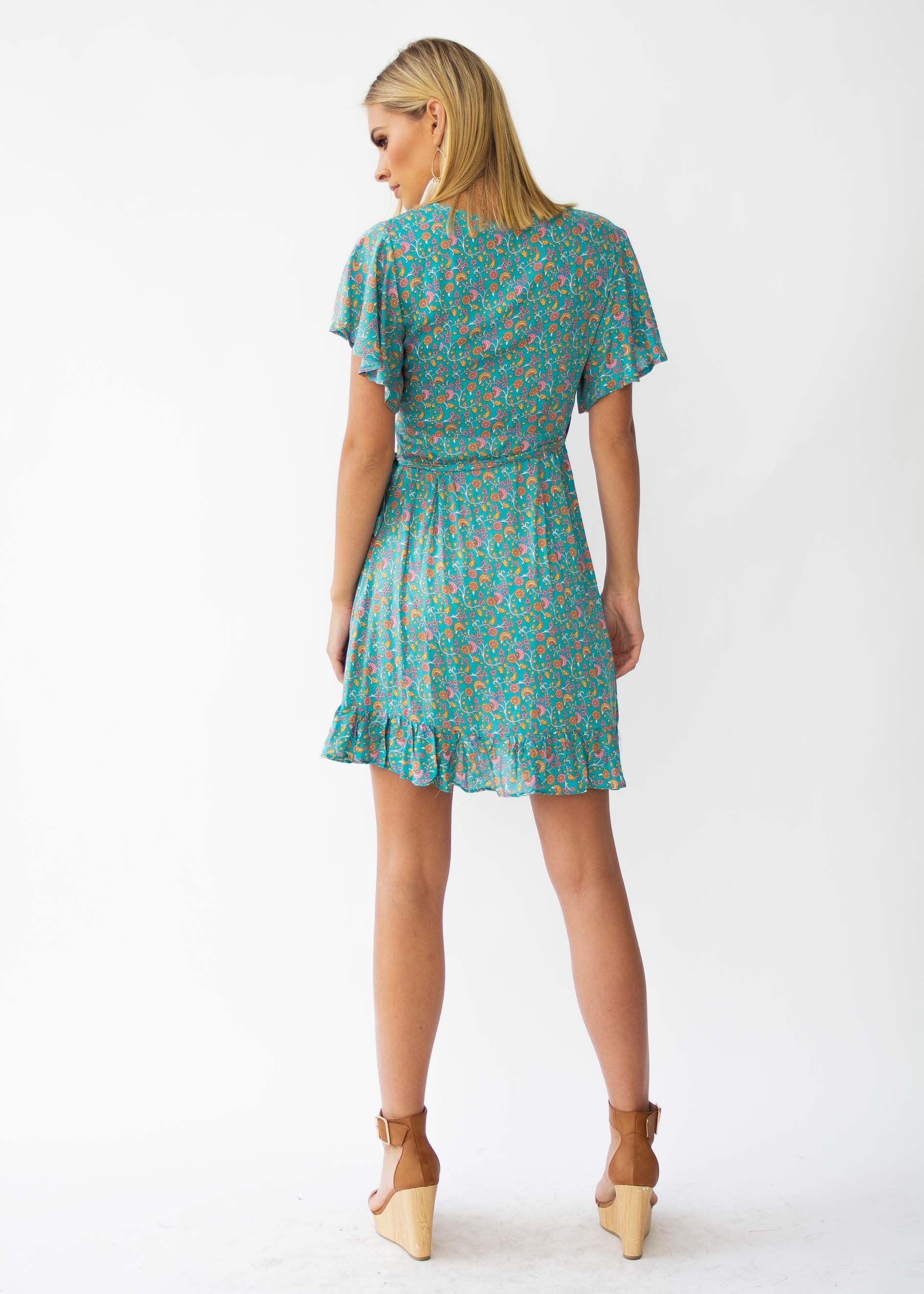 Zana Wrap Dress - Aquamarine