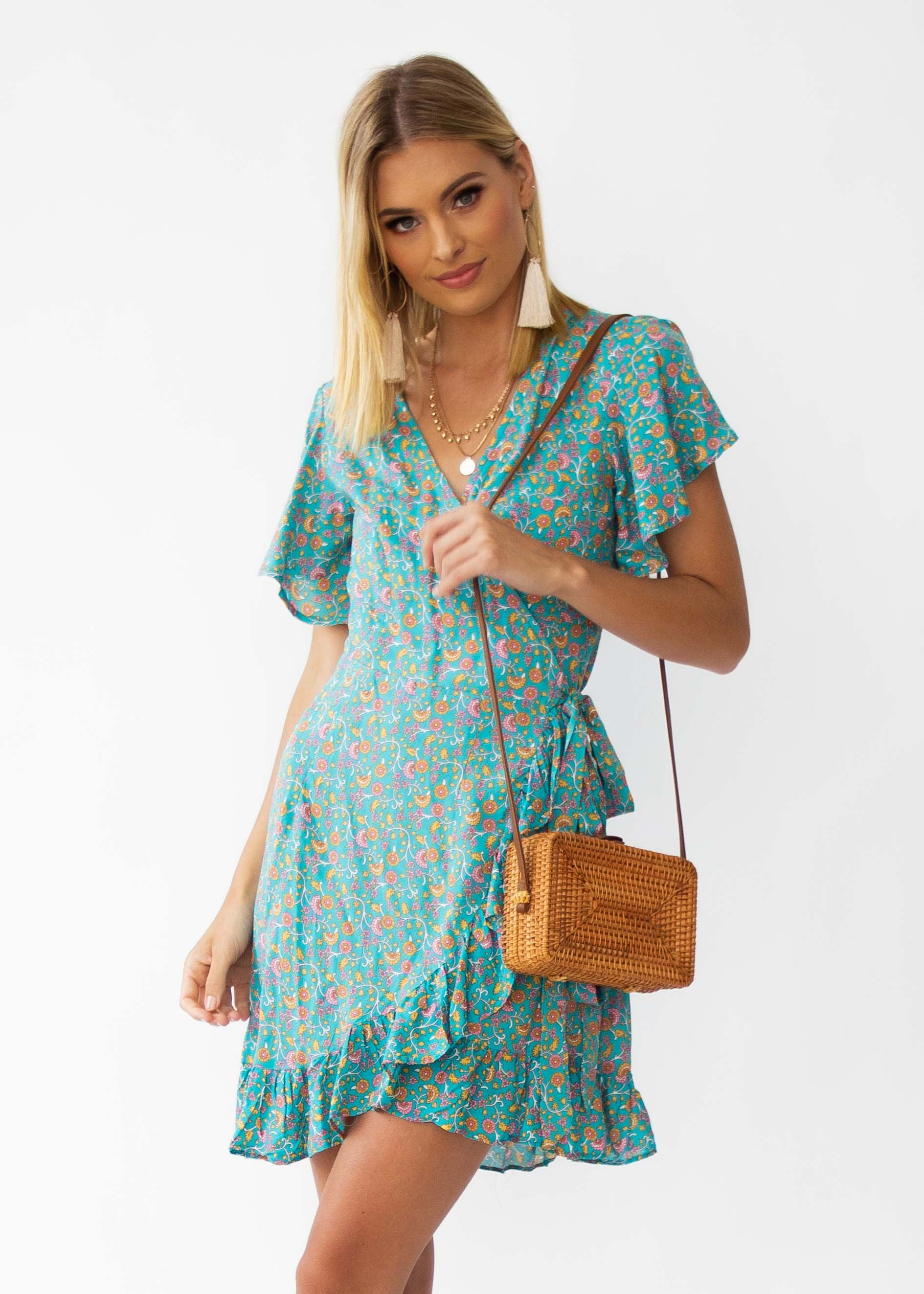 Zana Wrap Dress - Aquamarine