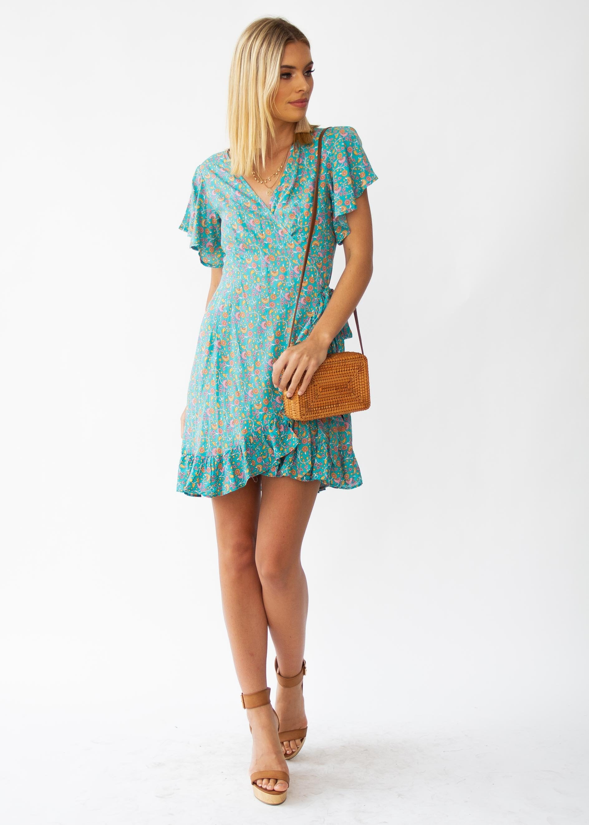 Zana Wrap Dress - Aquamarine