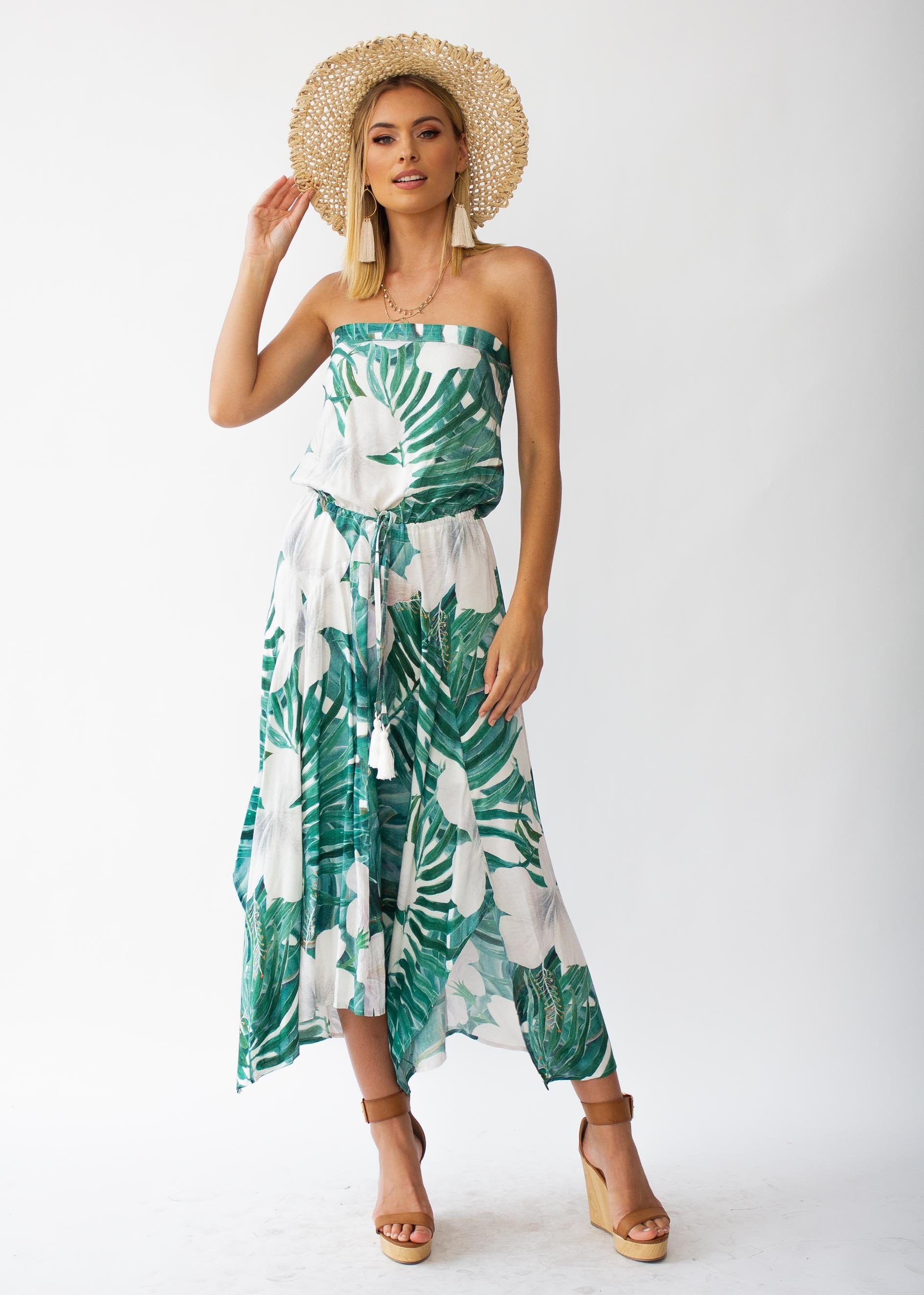 New Freedom Strapless Maxi Dress - Palms