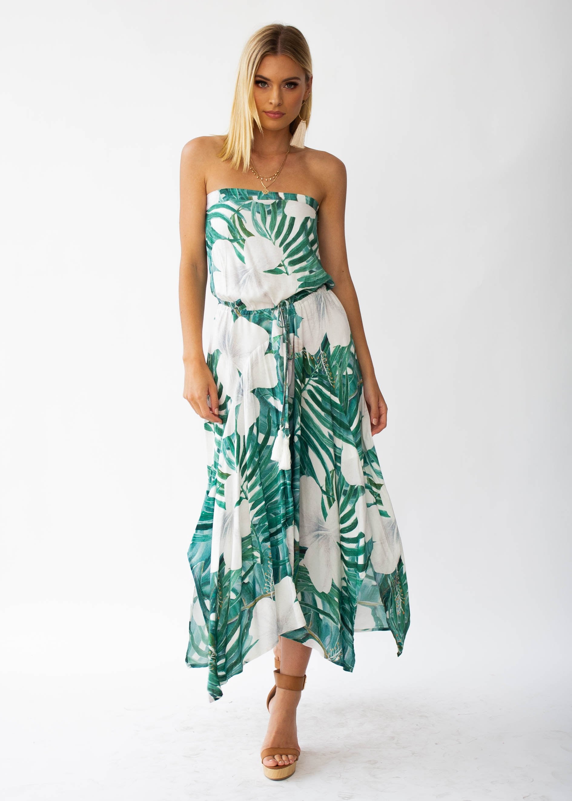 New Freedom Strapless Maxi Dress - Palms