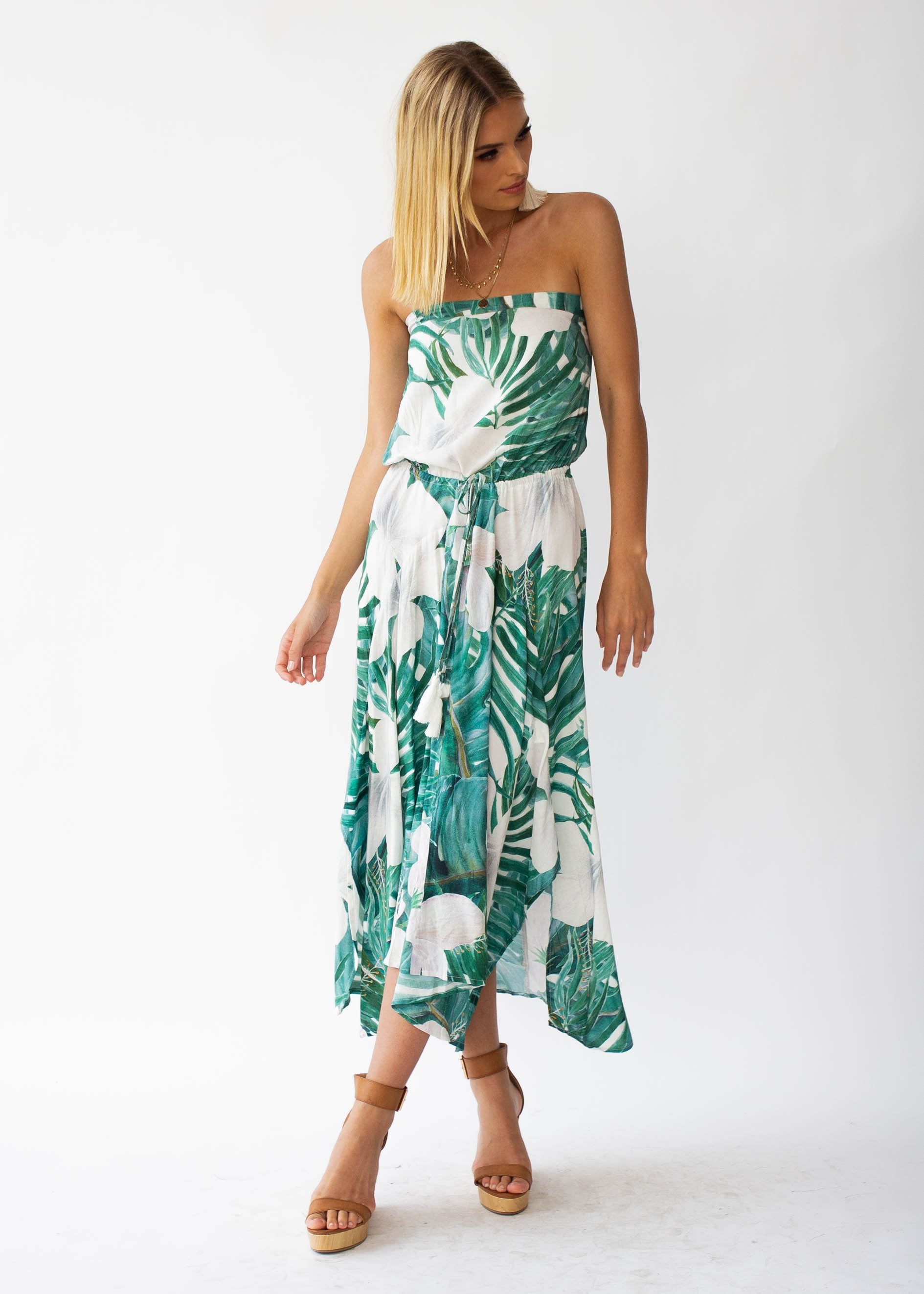 New Freedom Strapless Maxi Dress - Palms