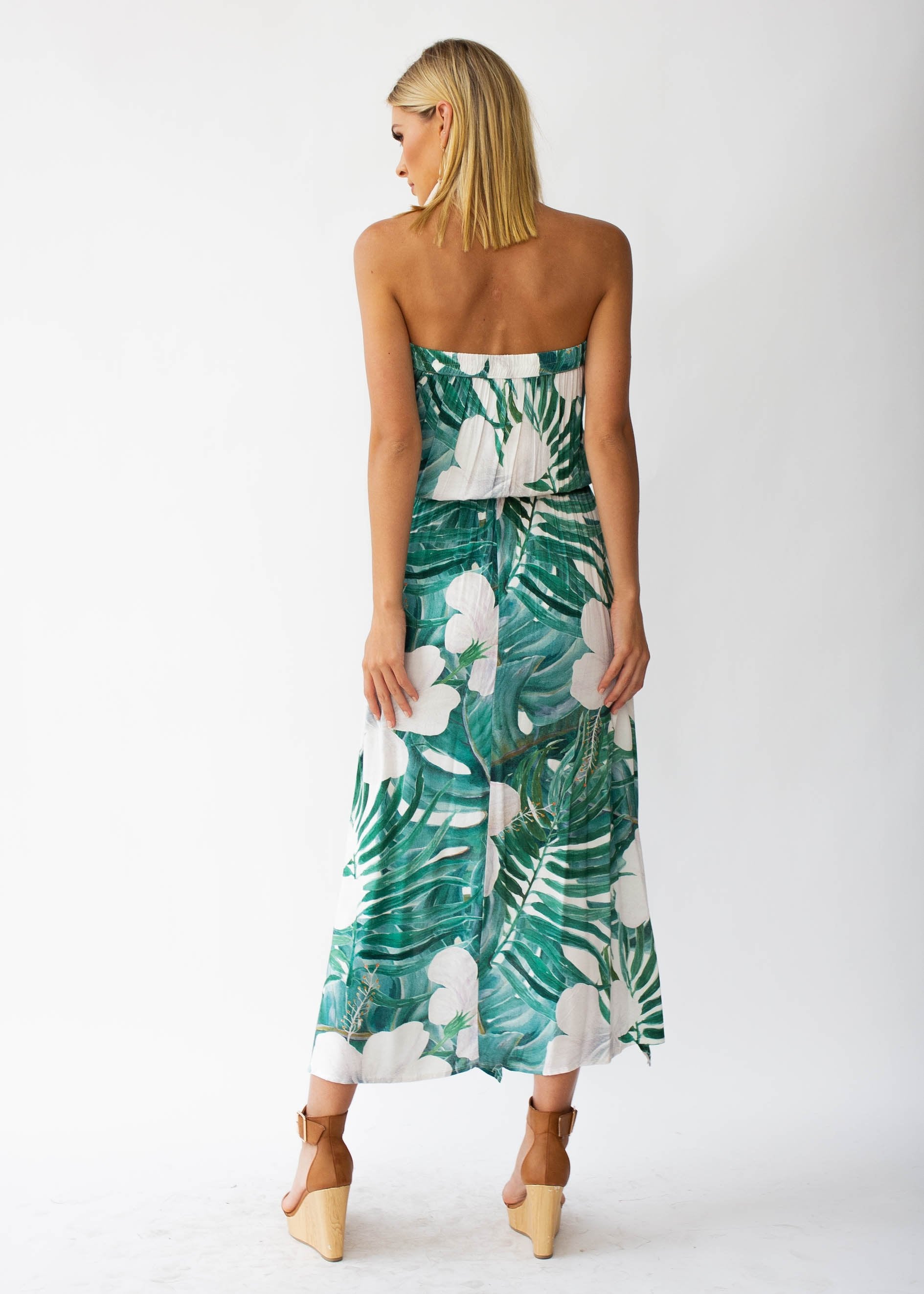 New Freedom Strapless Maxi Dress - Palms