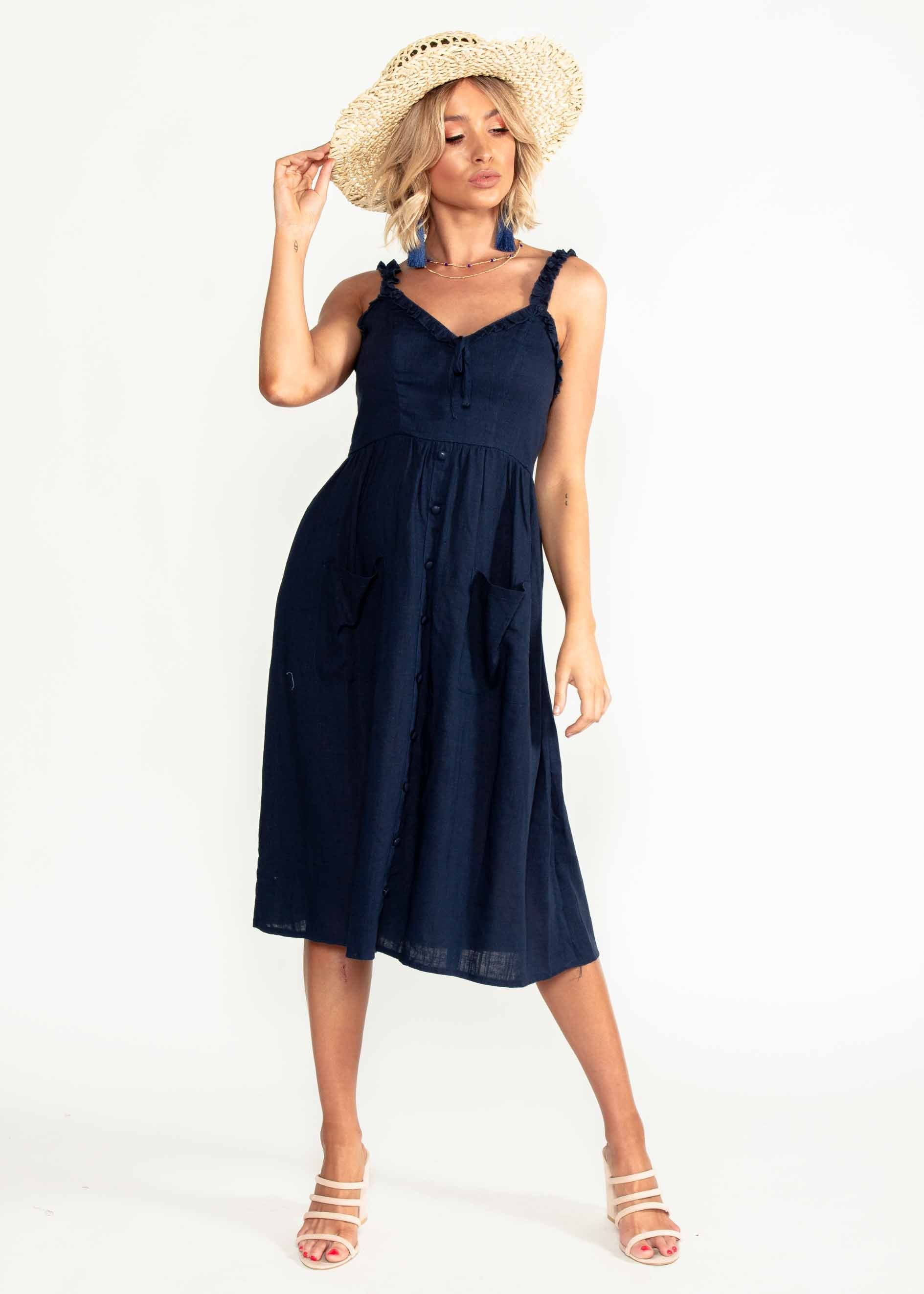 Alara Midi Dress - Navy