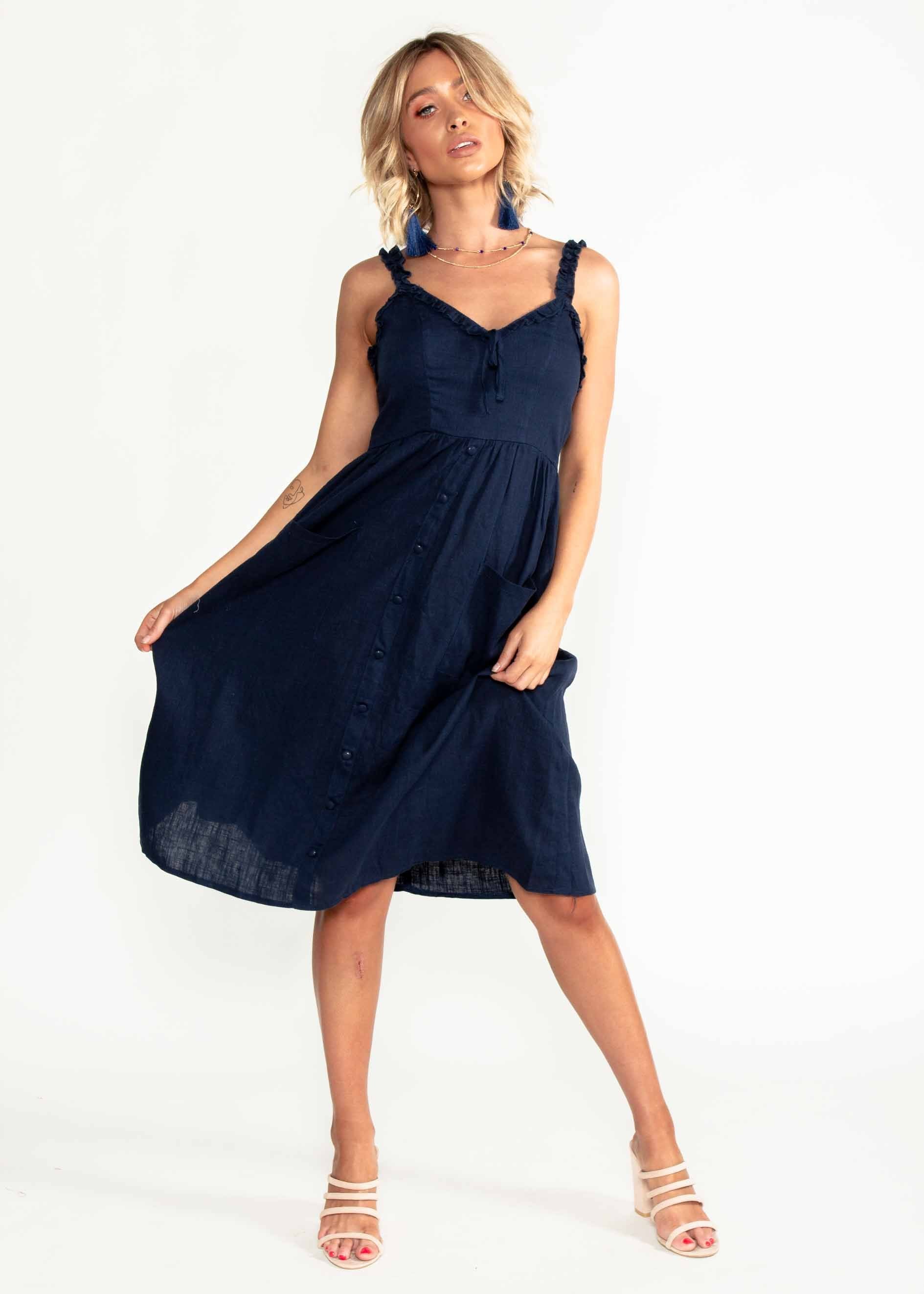 Alara Midi Dress - Navy