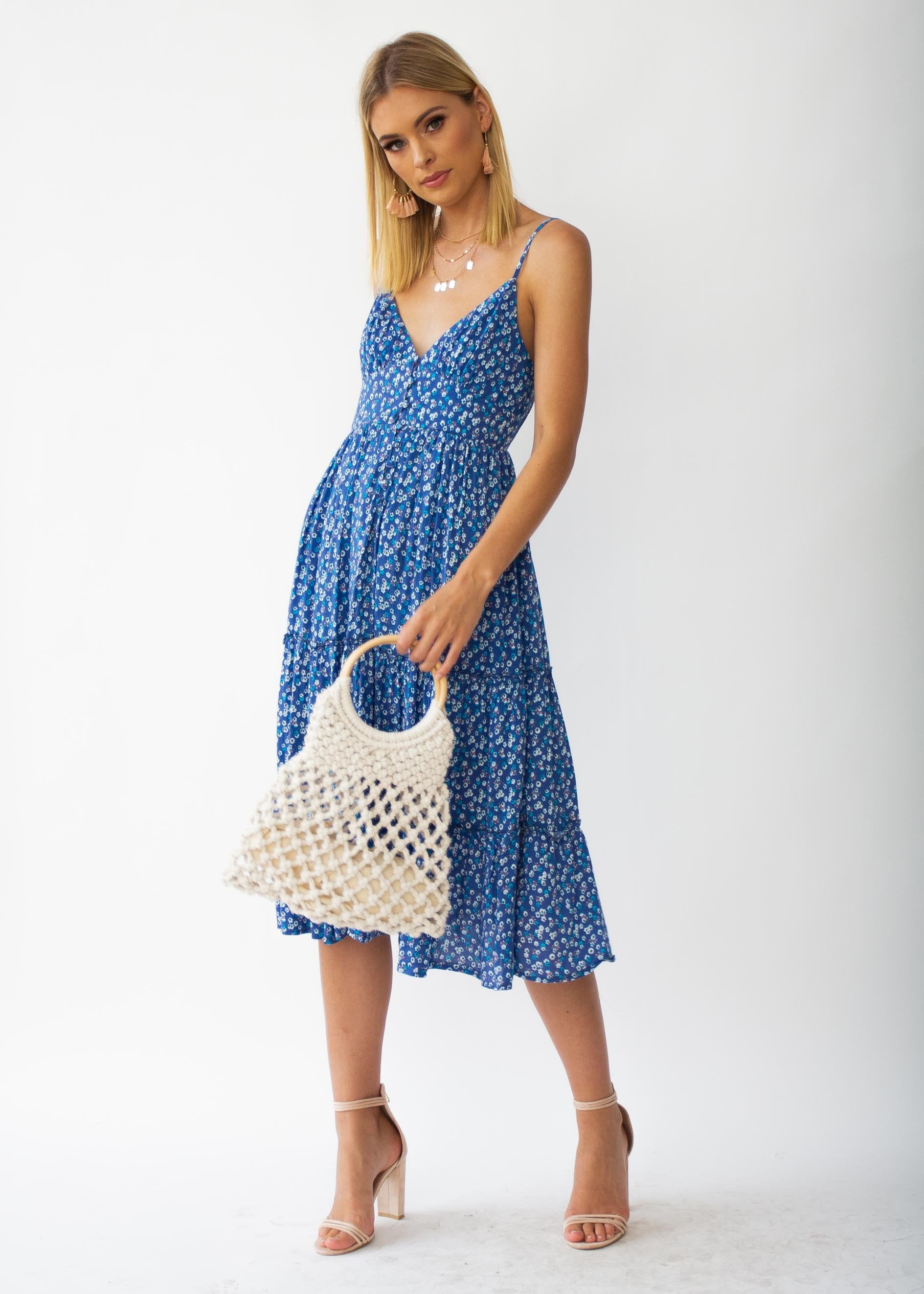 Samaria Midi Dress - Blue Floral