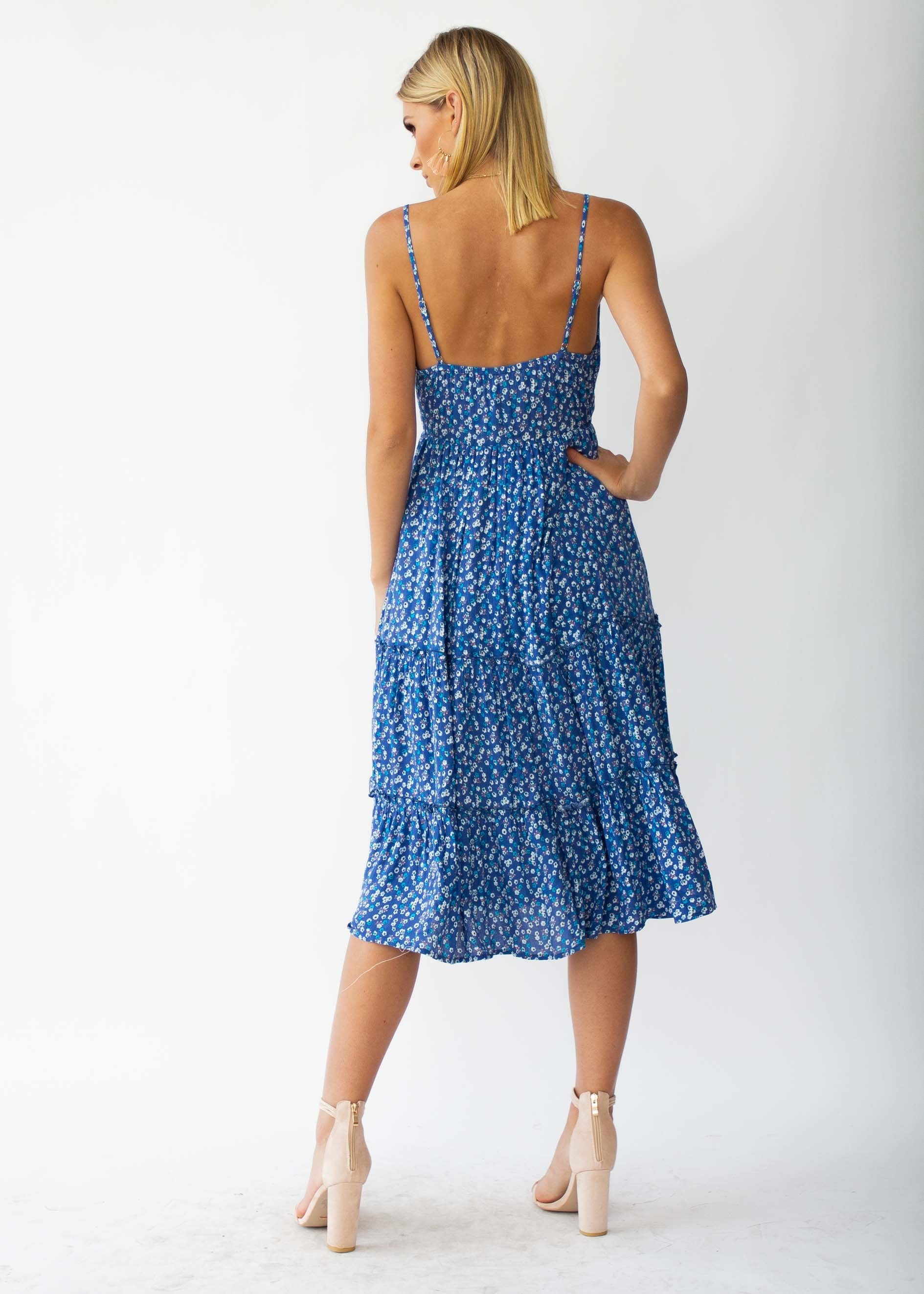 Samaria Midi Dress - Blue Floral