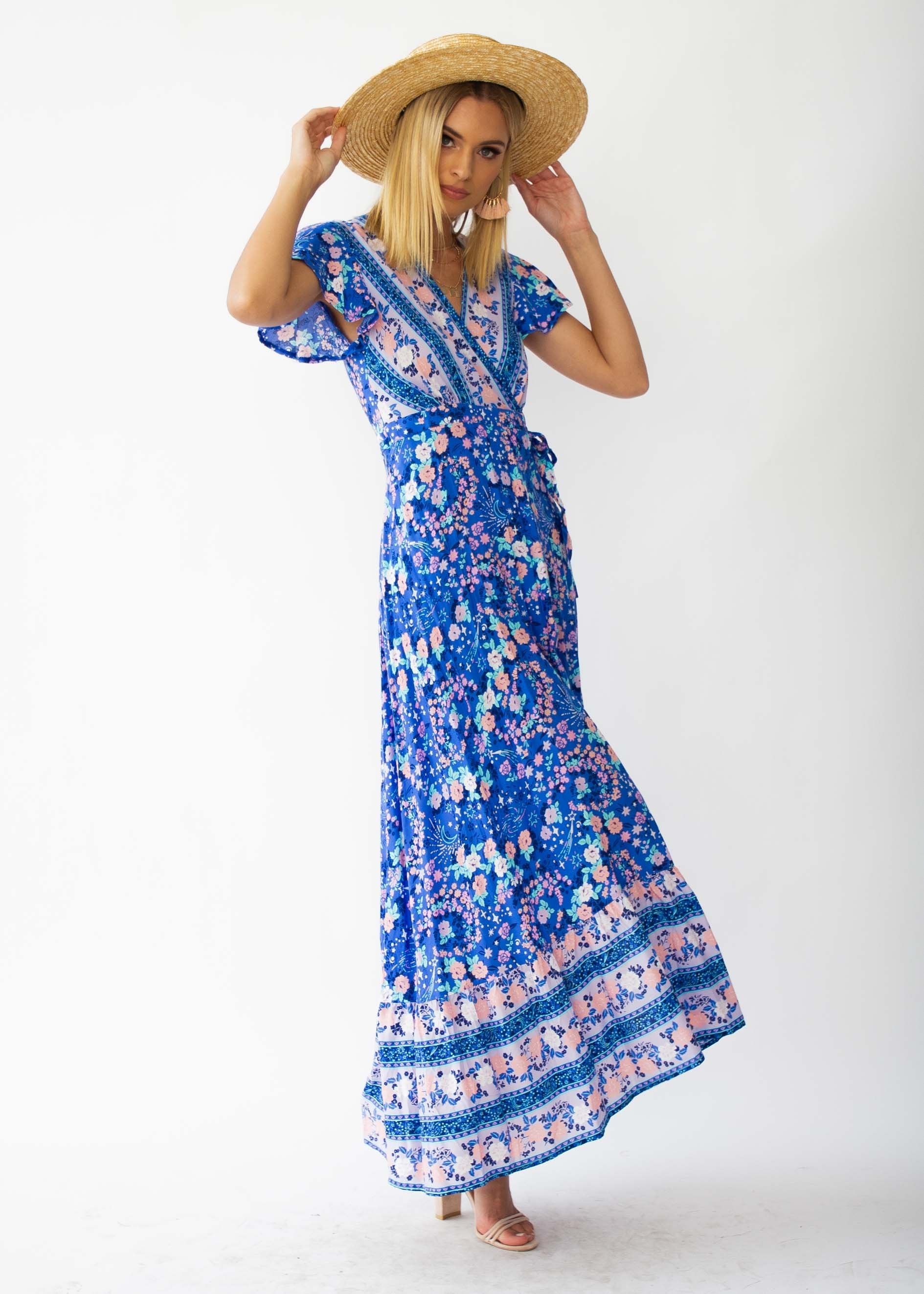 Mackenzie Wrap Maxi Dress - Sapphire