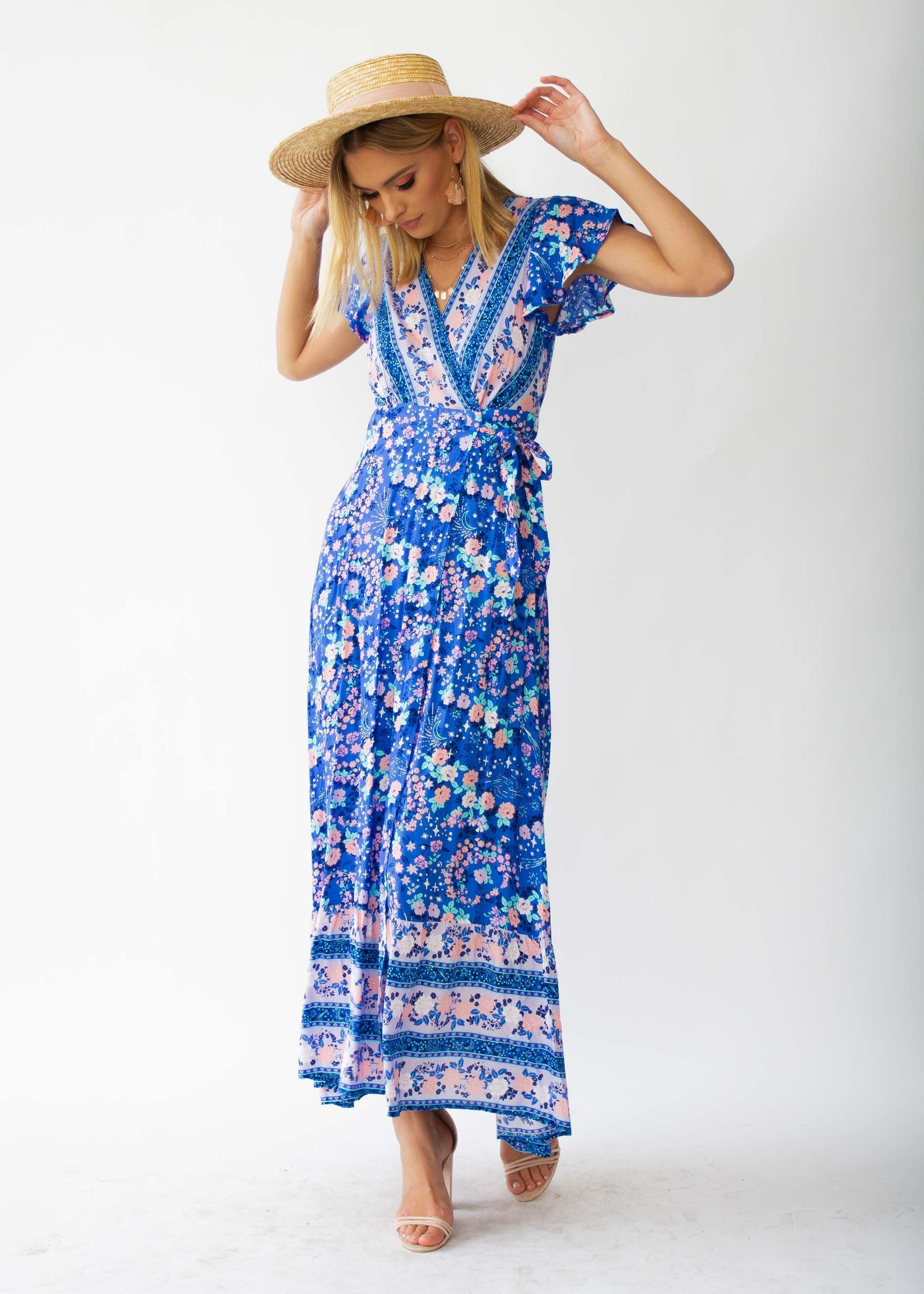Mackenzie Wrap Maxi Dress - Sapphire