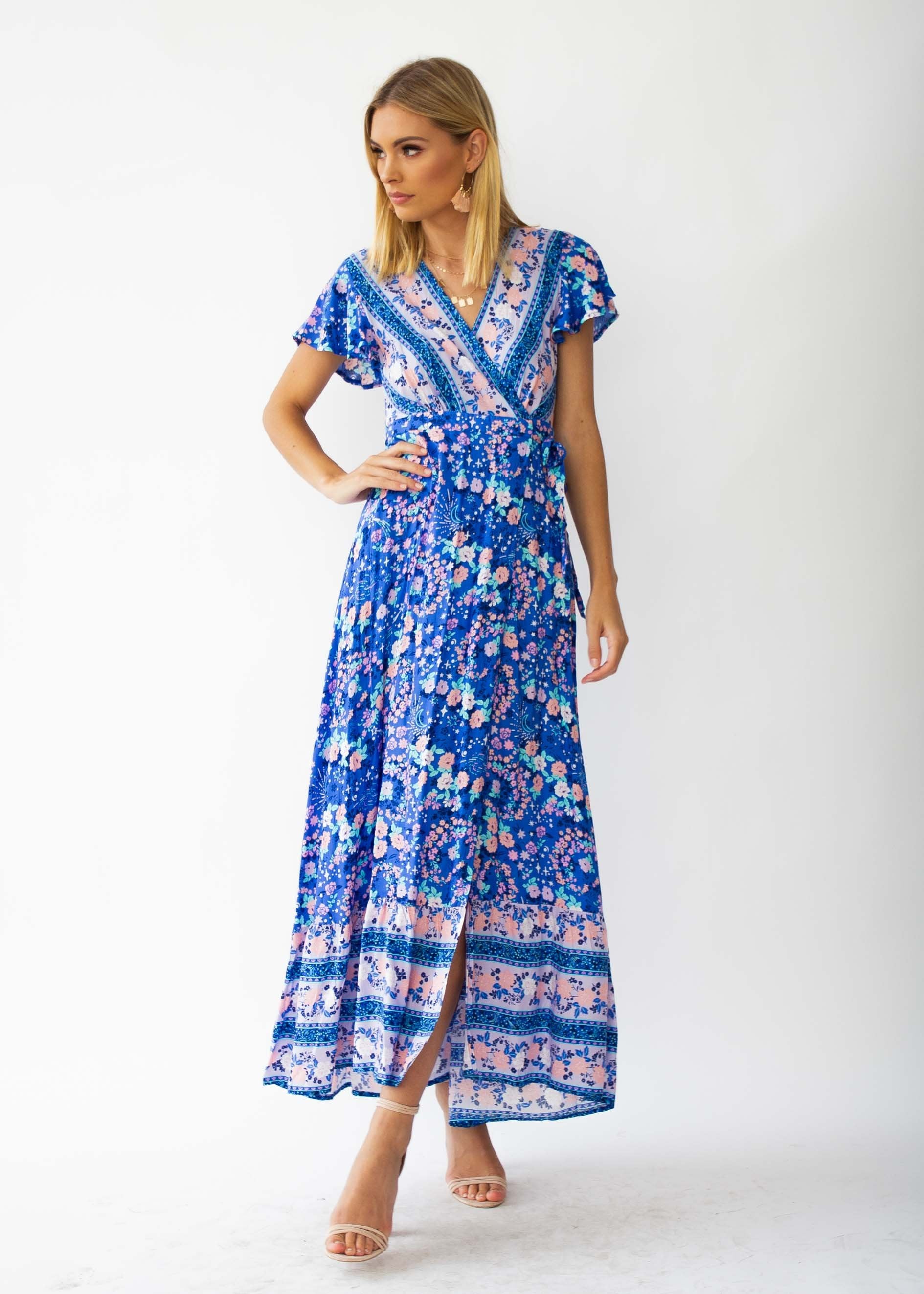 Mackenzie Wrap Maxi Dress - Sapphire