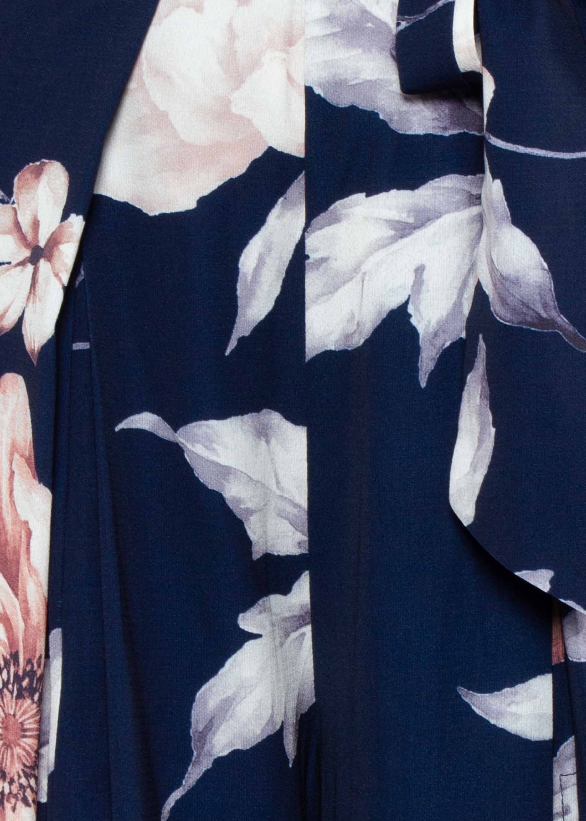 Electric Feeling Pantsuit w/ Tie - Navy Floral