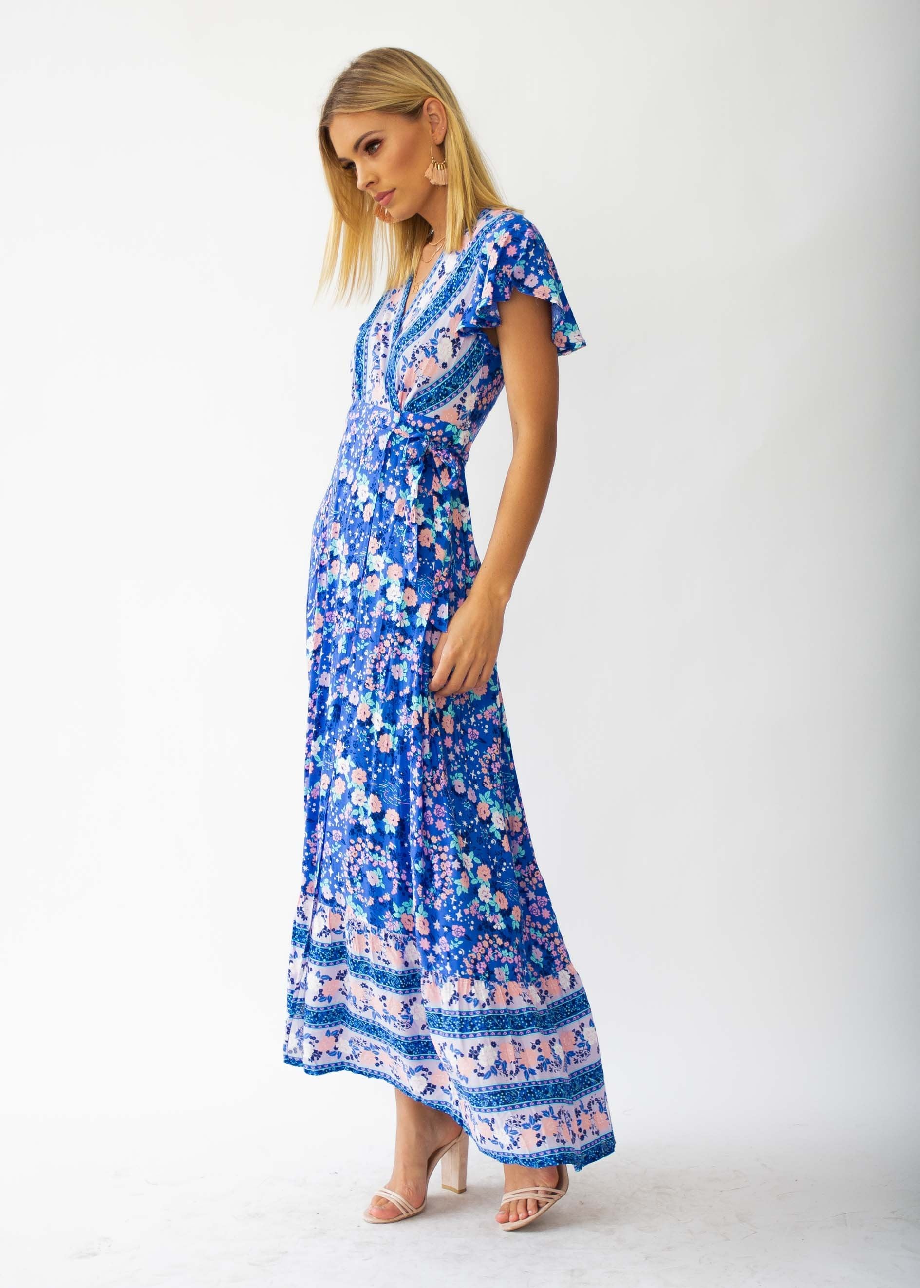 Mackenzie Wrap Maxi Dress - Sapphire