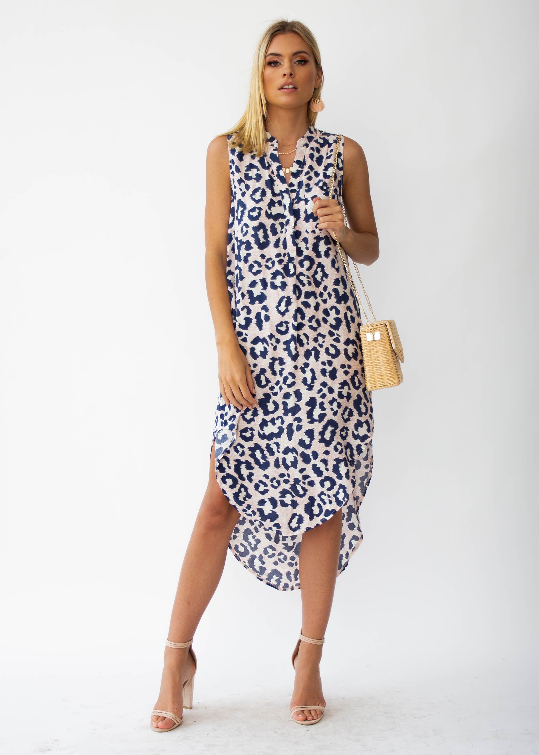 Moving Along Midi Dress - Pink Panther