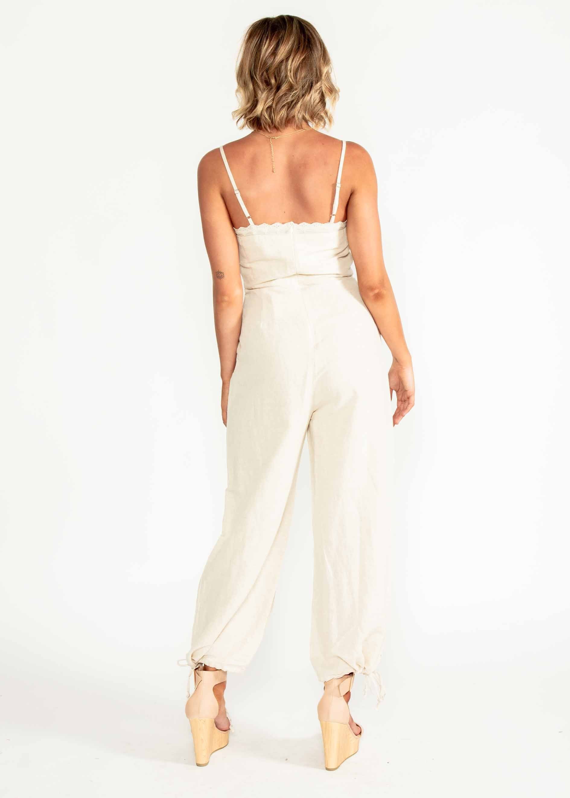 Cross Your Mind Pantsuit - Natural