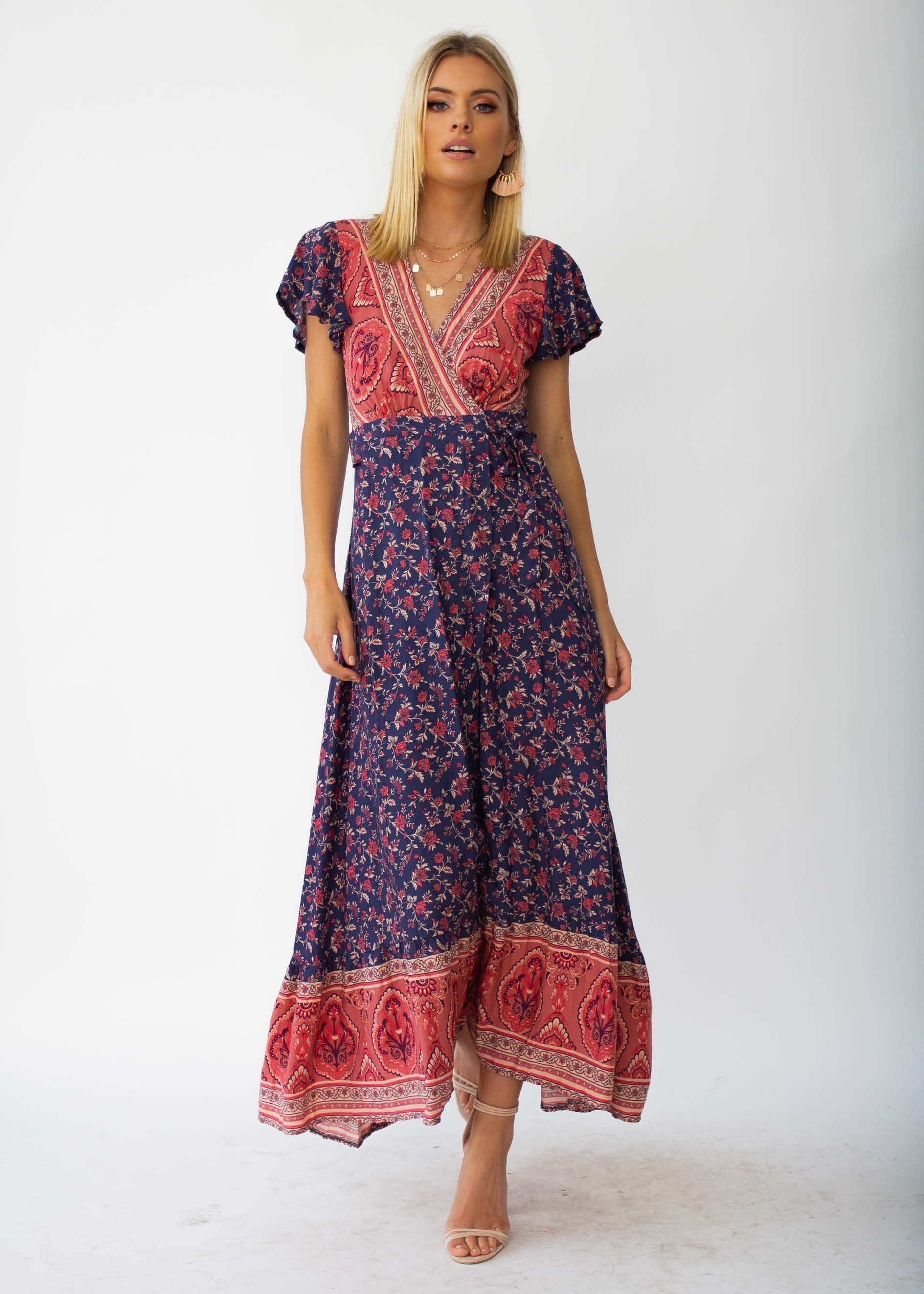 Mackenzie Wrap Maxi Dress - Navy Floral