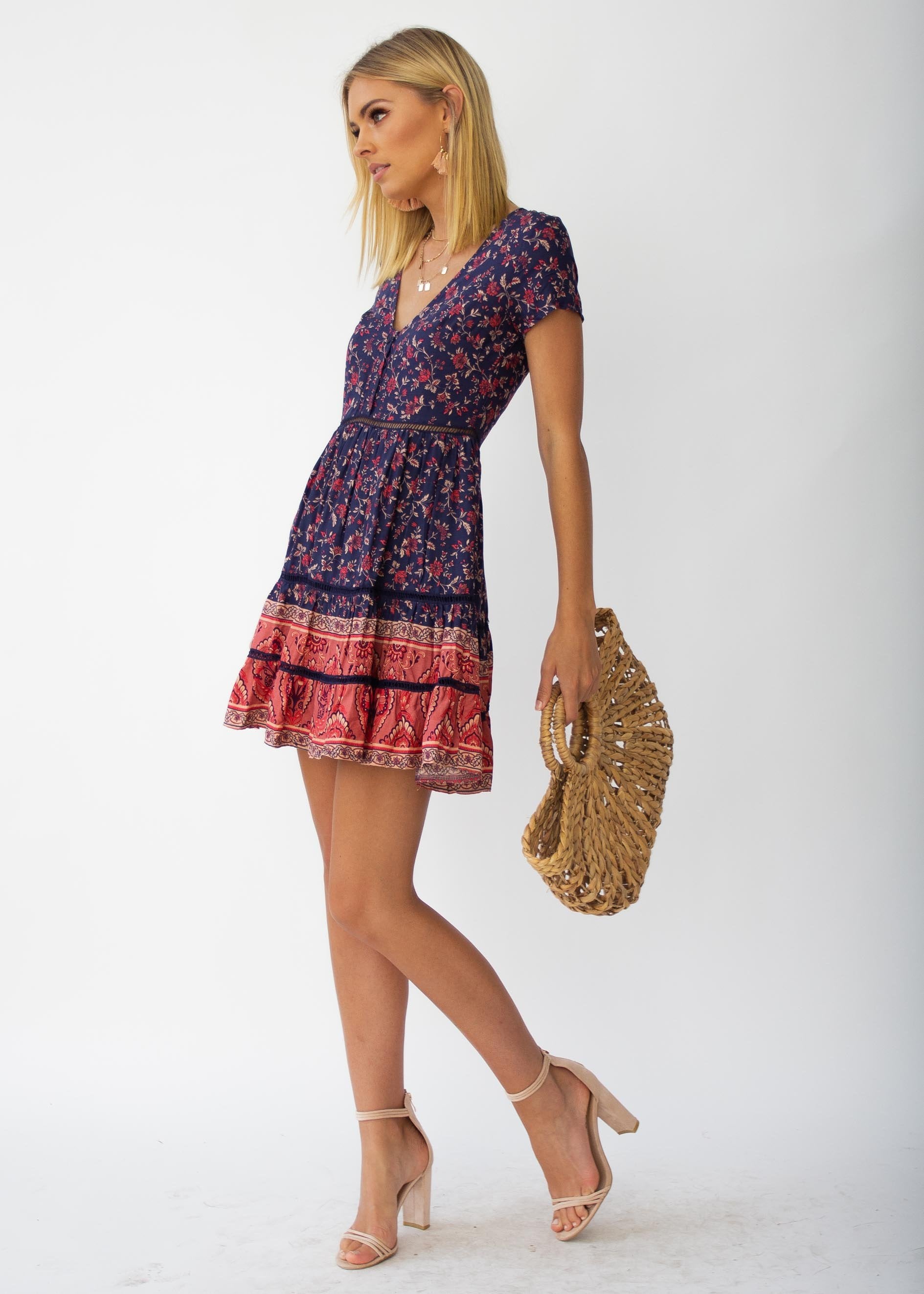 Evie Swing Dress - Navy Floral