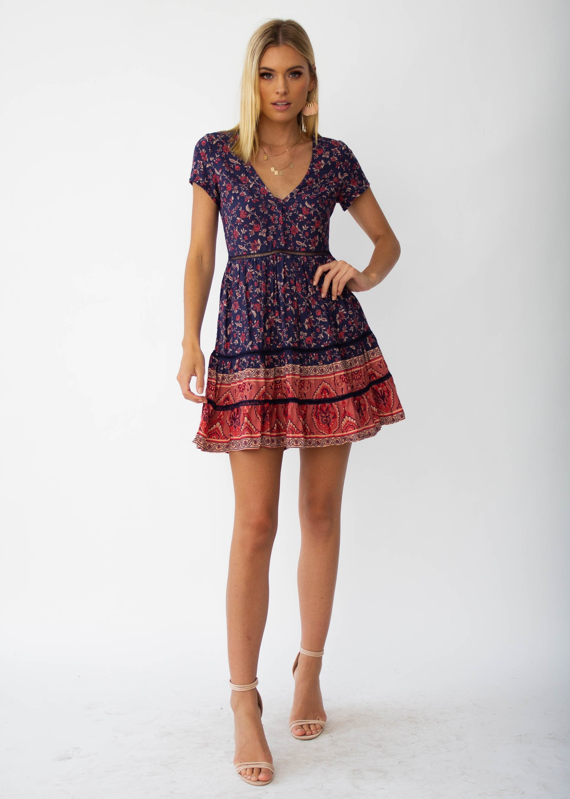 Evie Swing Dress - Navy Floral