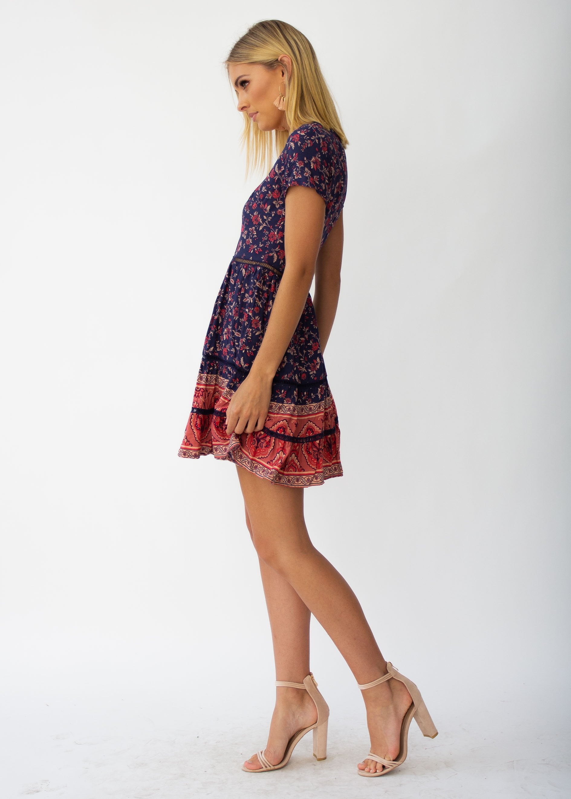 Evie Swing Dress - Navy Floral