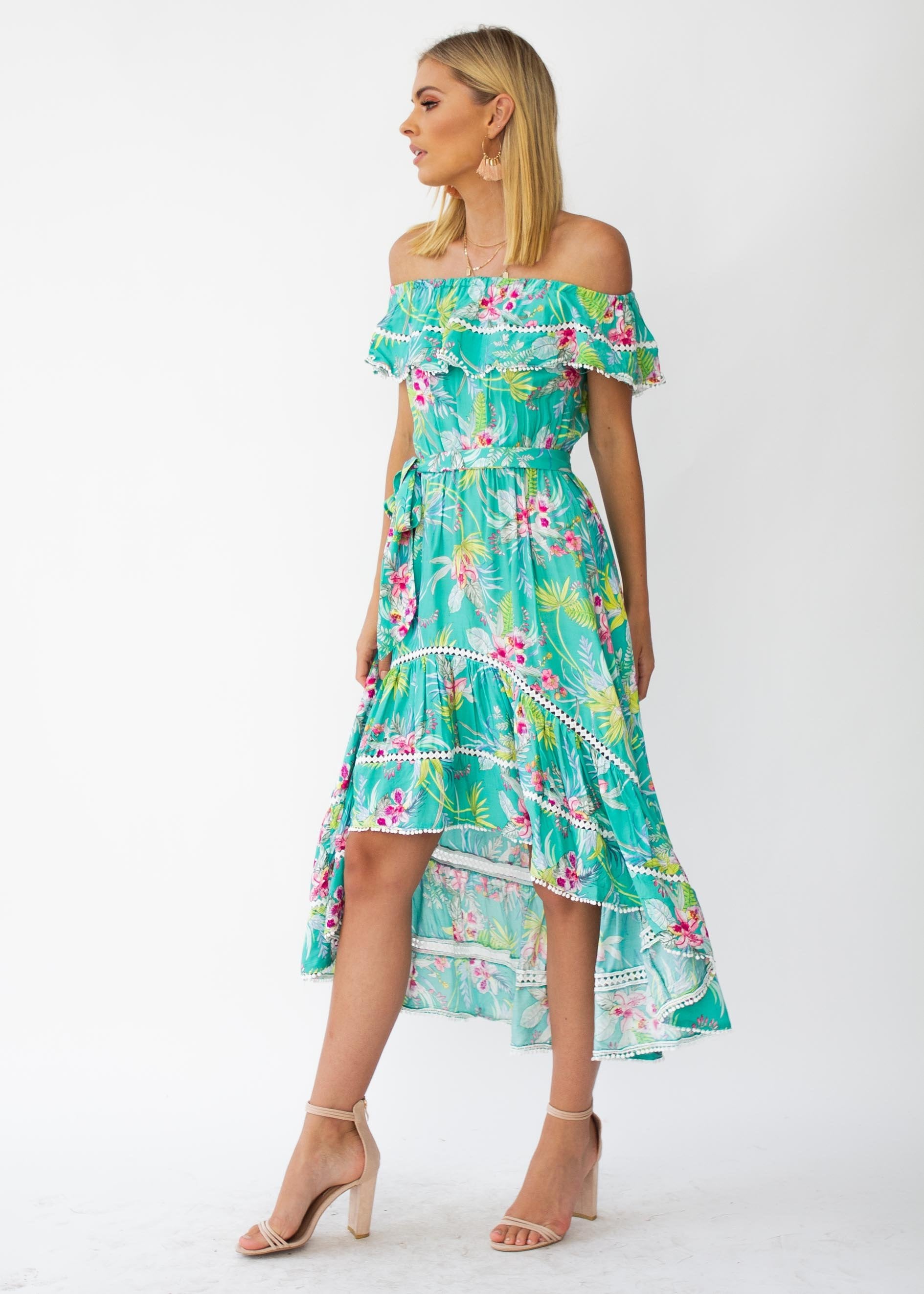 Romy Hi-Lo Midi Dress w/ Tie - Amazonia