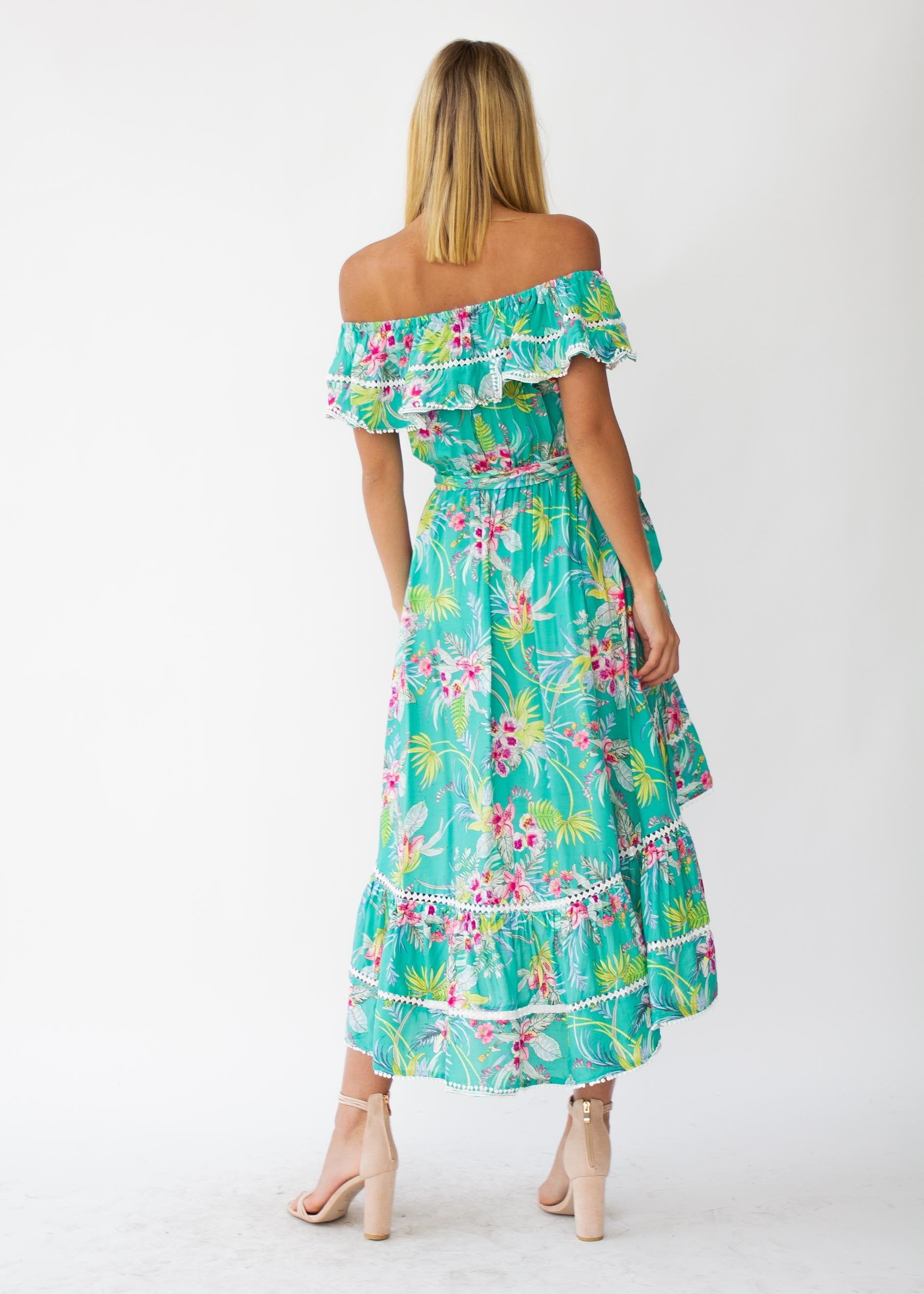 Romy Hi-Lo Midi Dress w/ Tie - Amazonia