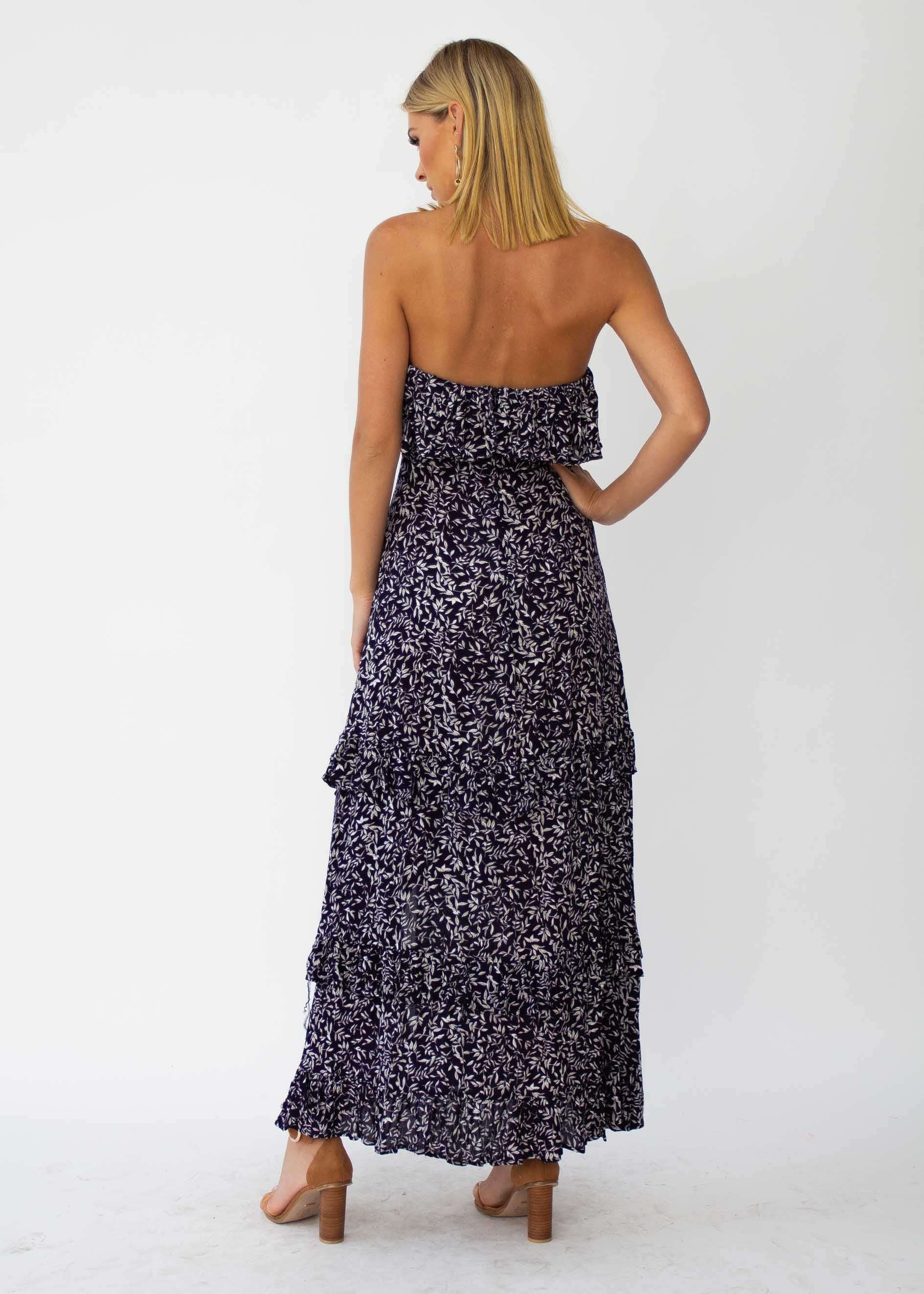 Bexley Strapless Maxi Dress - Navy Vine