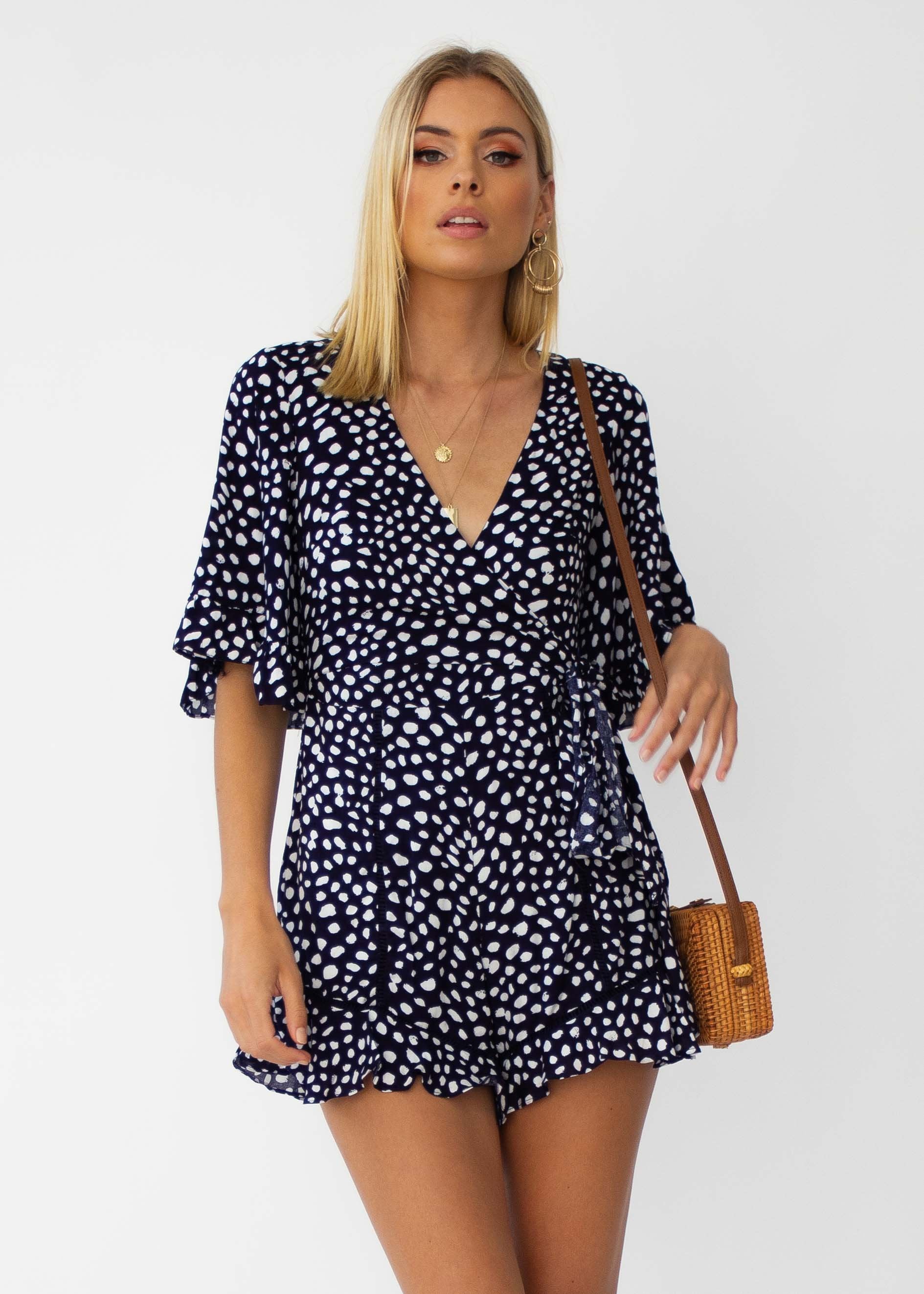 Someone Like You Playsuit - Navy Leopard