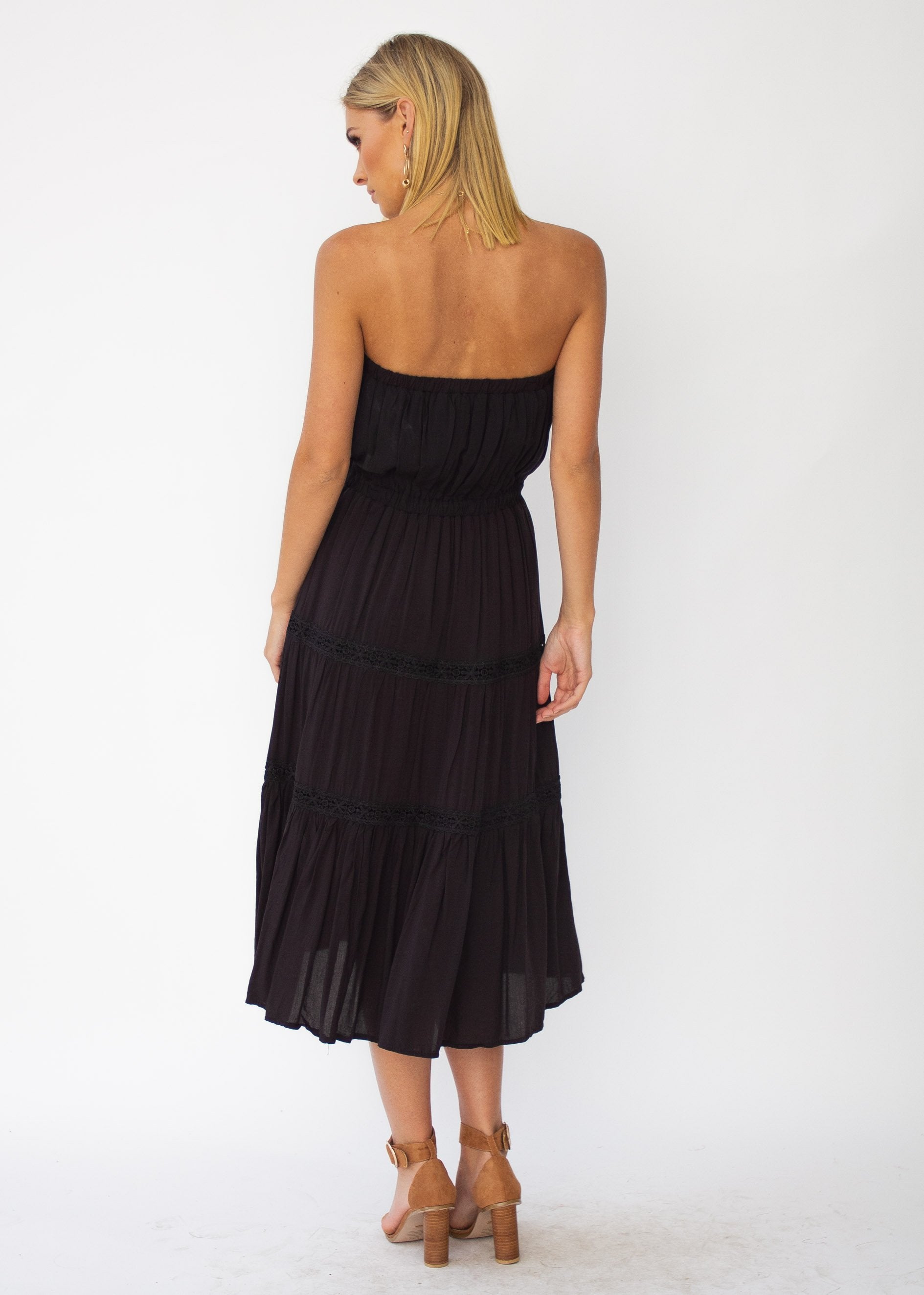 Hadley Strapless Midi Dress - Black