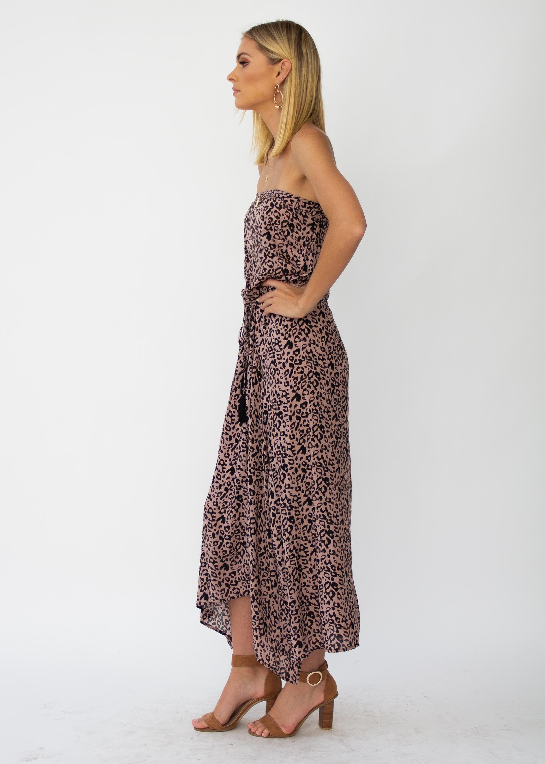 New Freedom Strapless Maxi Dress - Leopard