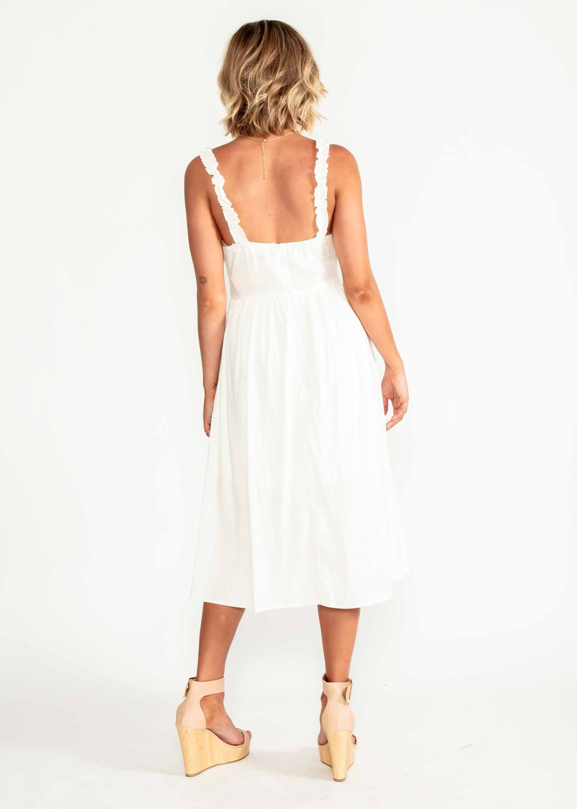 Alara Linen Midi Dress - Ivory