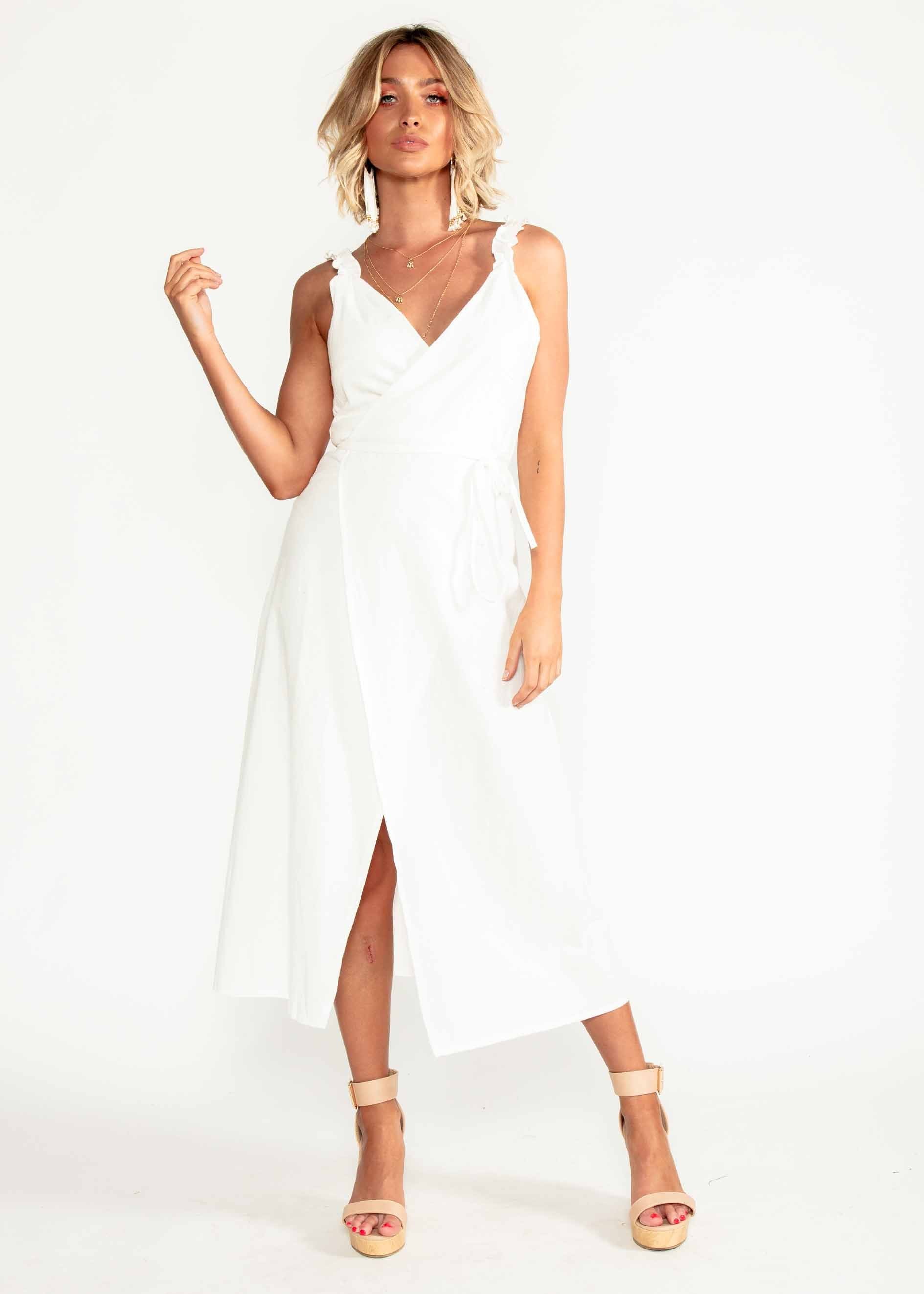 Wicked Games Wrap Midi Dress - Ivory