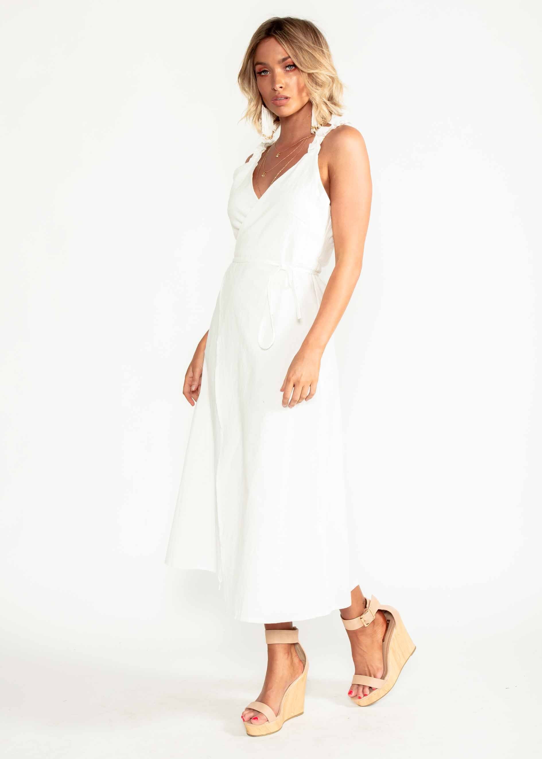 Wicked Games Wrap Midi Dress - Ivory