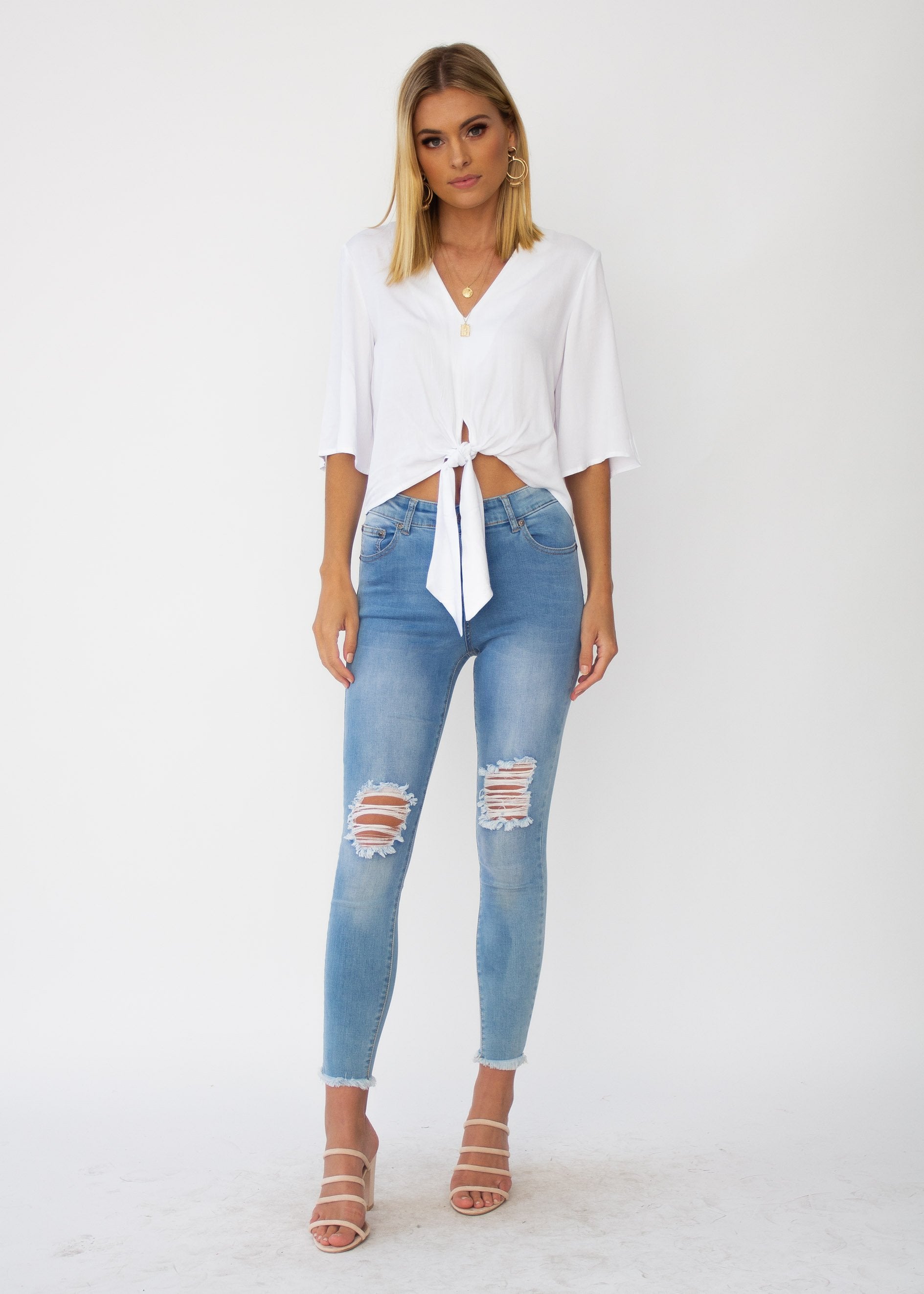 These Days Tie Top - White