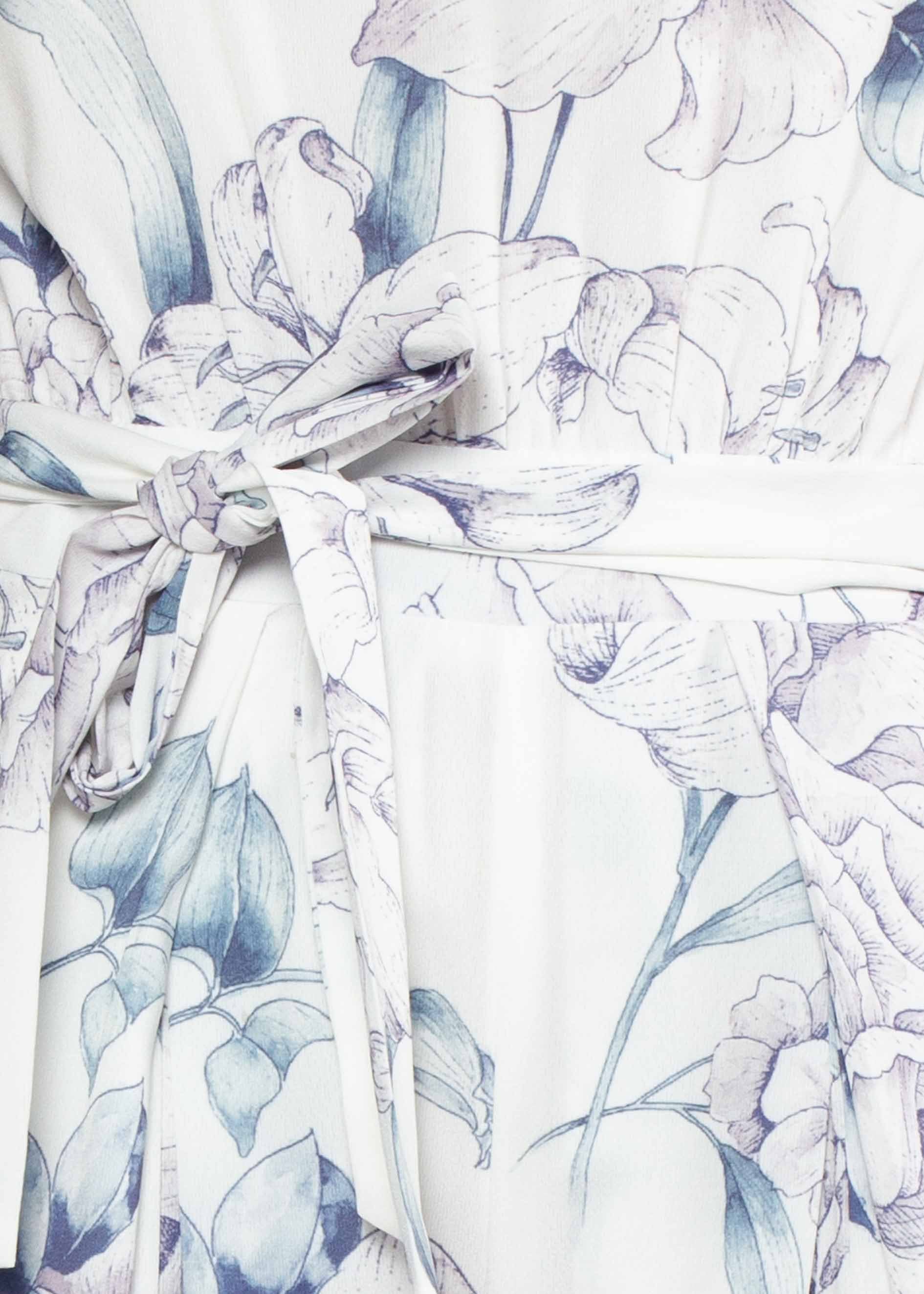 Electric Feeling Pantsuit w/ Tie - White Floral