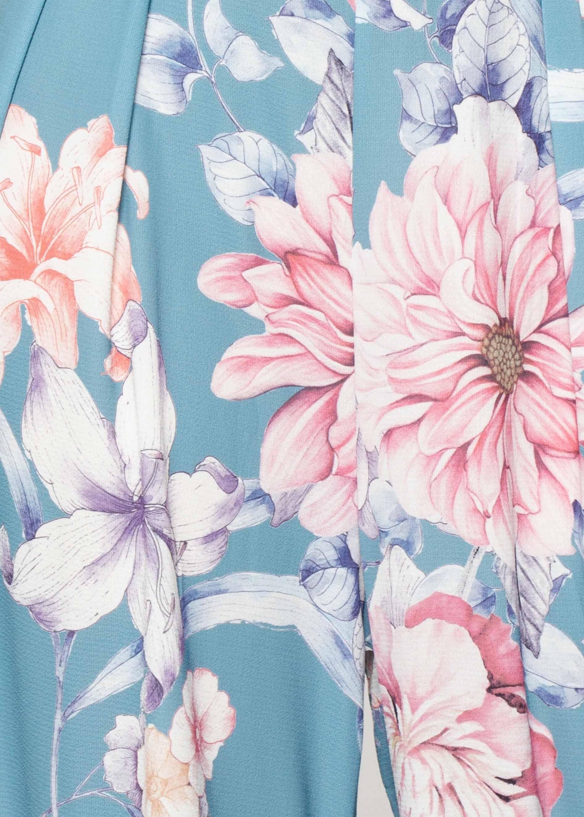 Hidden Hills Pantsuit w/ Tie - Teal Floral