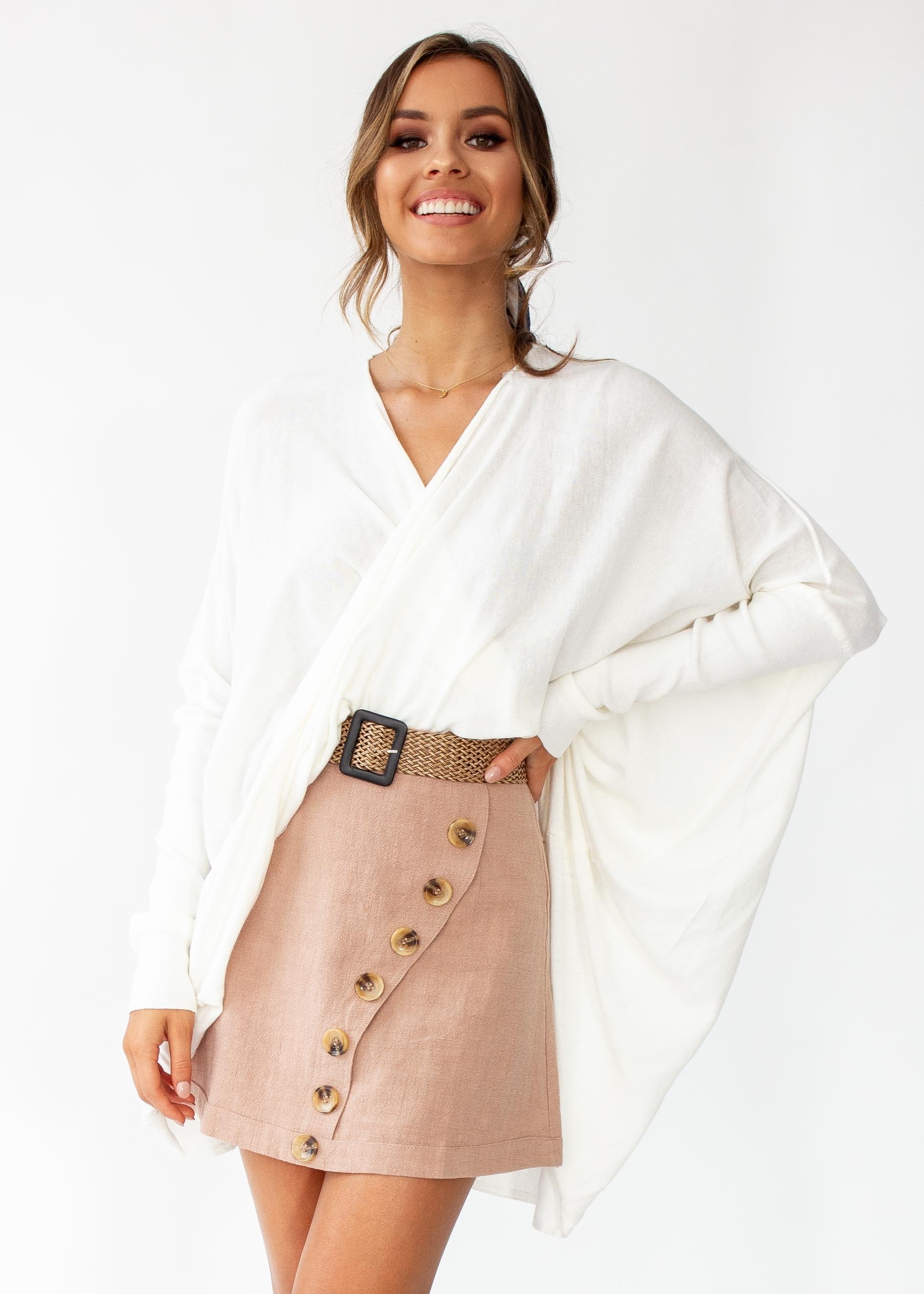 Daytona Twist Knit Top - Cream