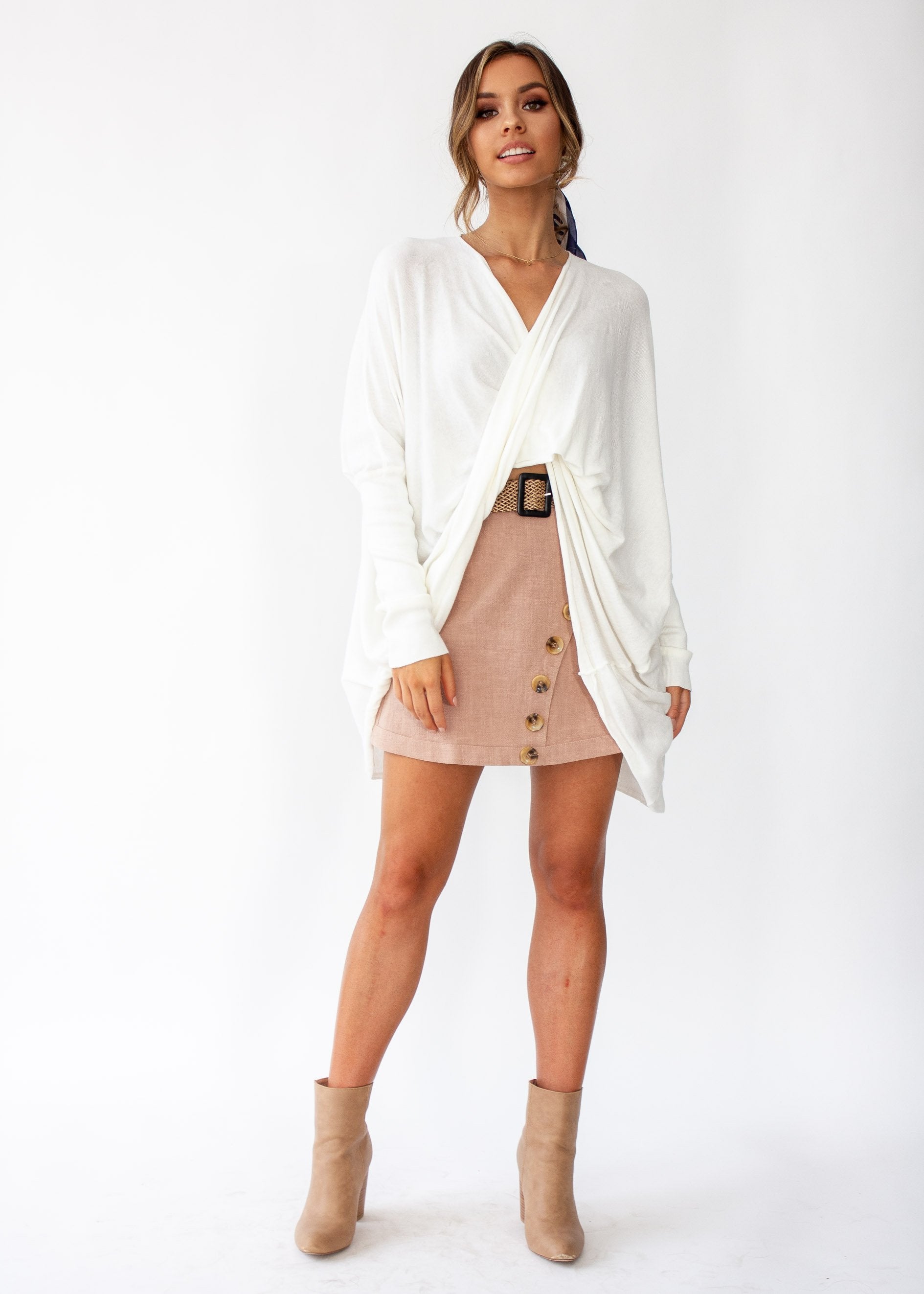 Daytona Twist Knit Top - Cream