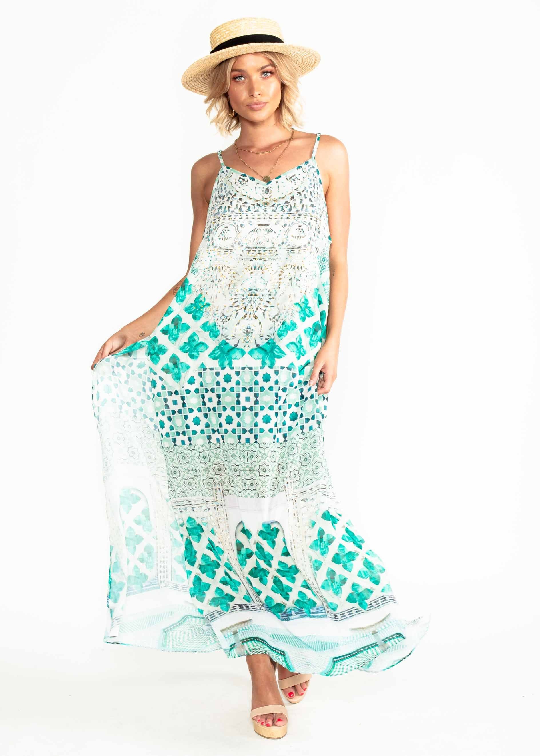 Lost Lotus Chiffon Maxi - Emerald City