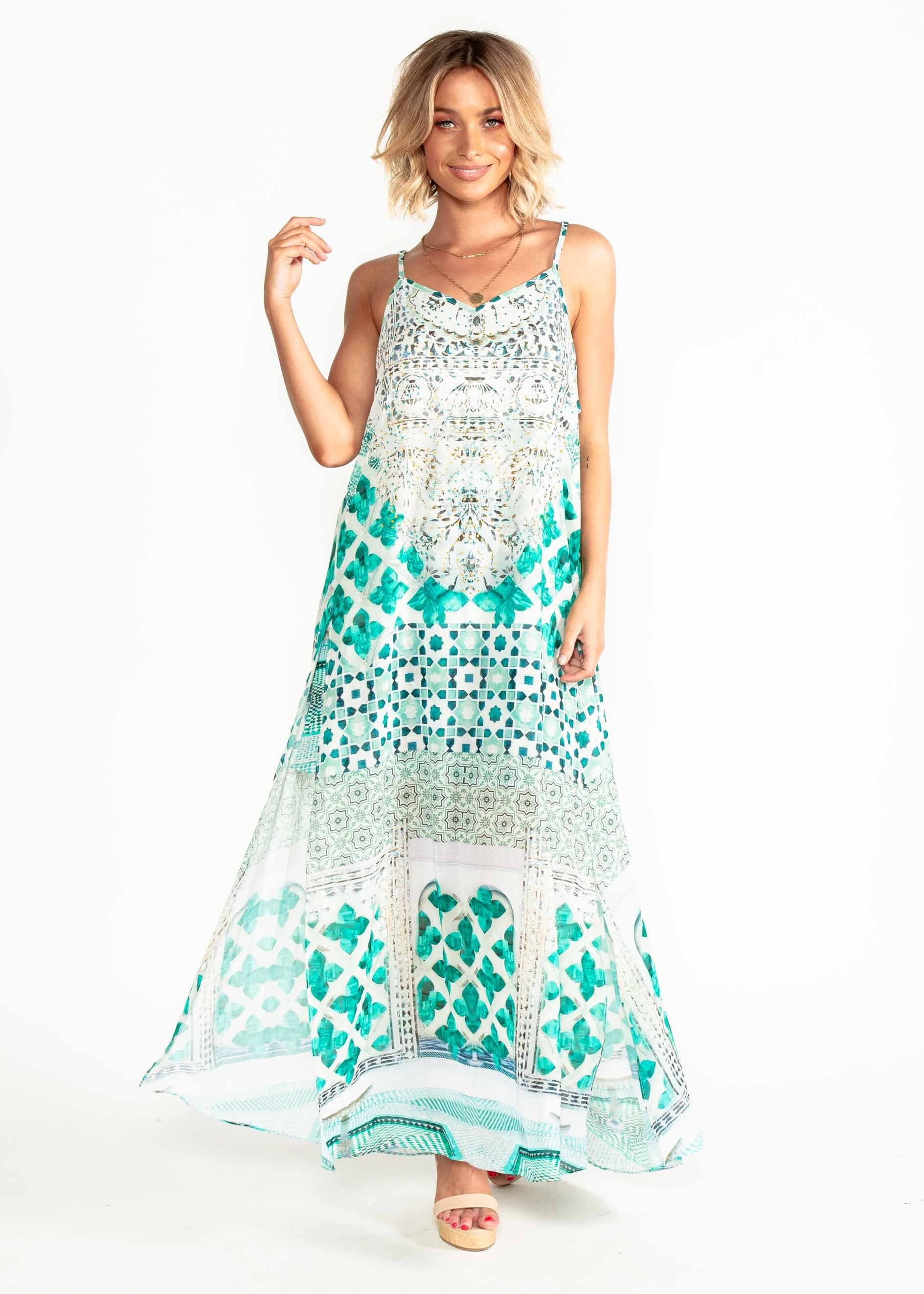 Lost Lotus Chiffon Maxi - Emerald City