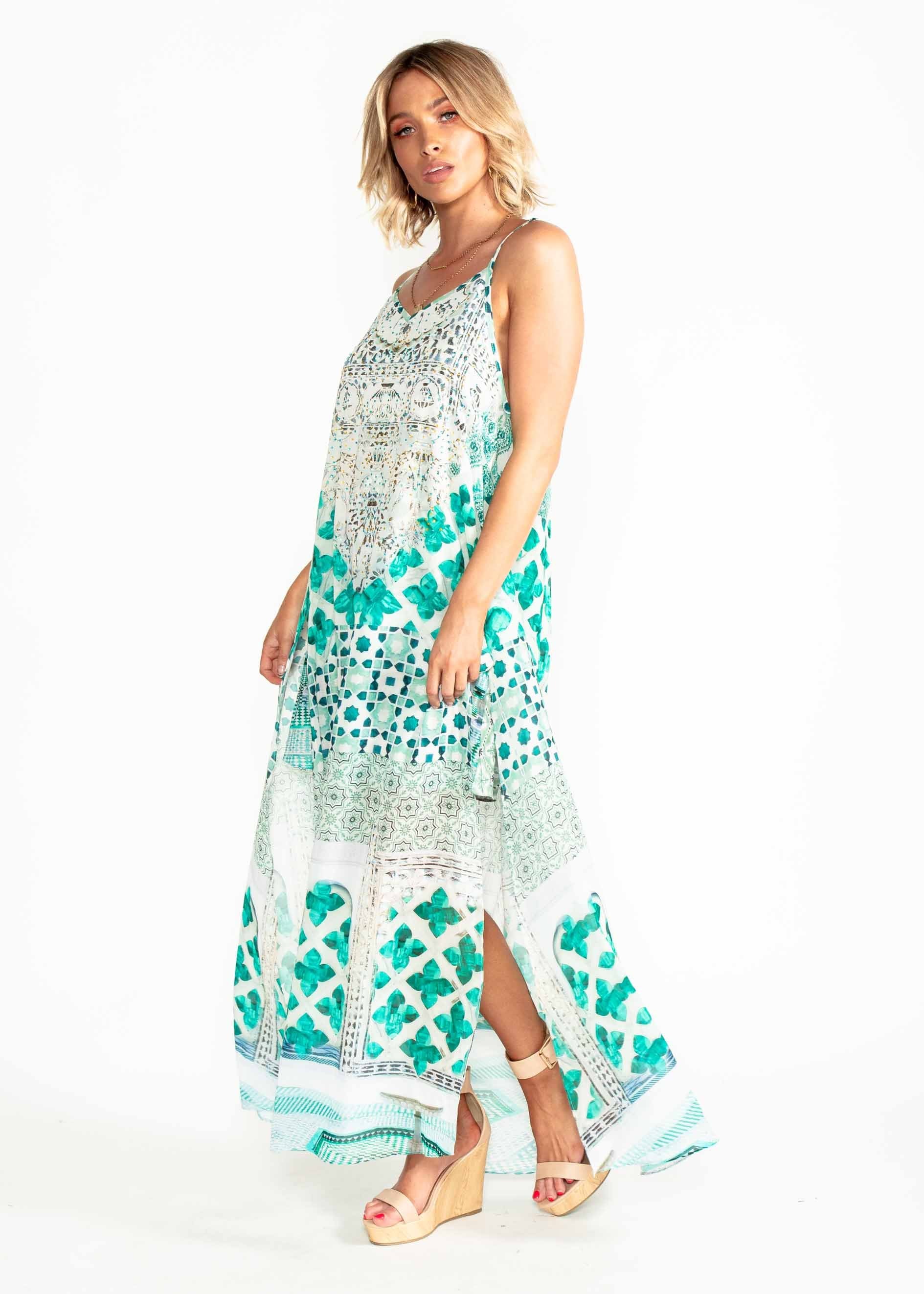 Lost Lotus Chiffon Maxi - Emerald City