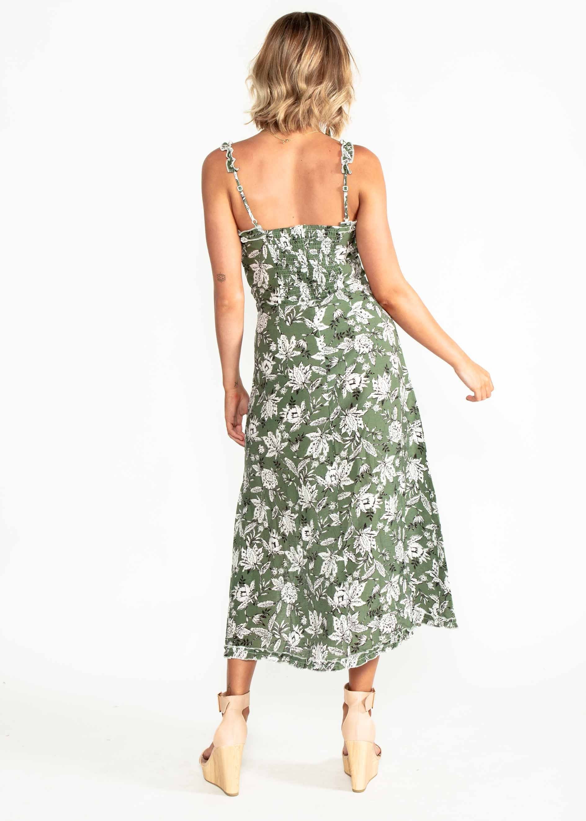 Wildest Dreams Midi Dress - Khaki Floral