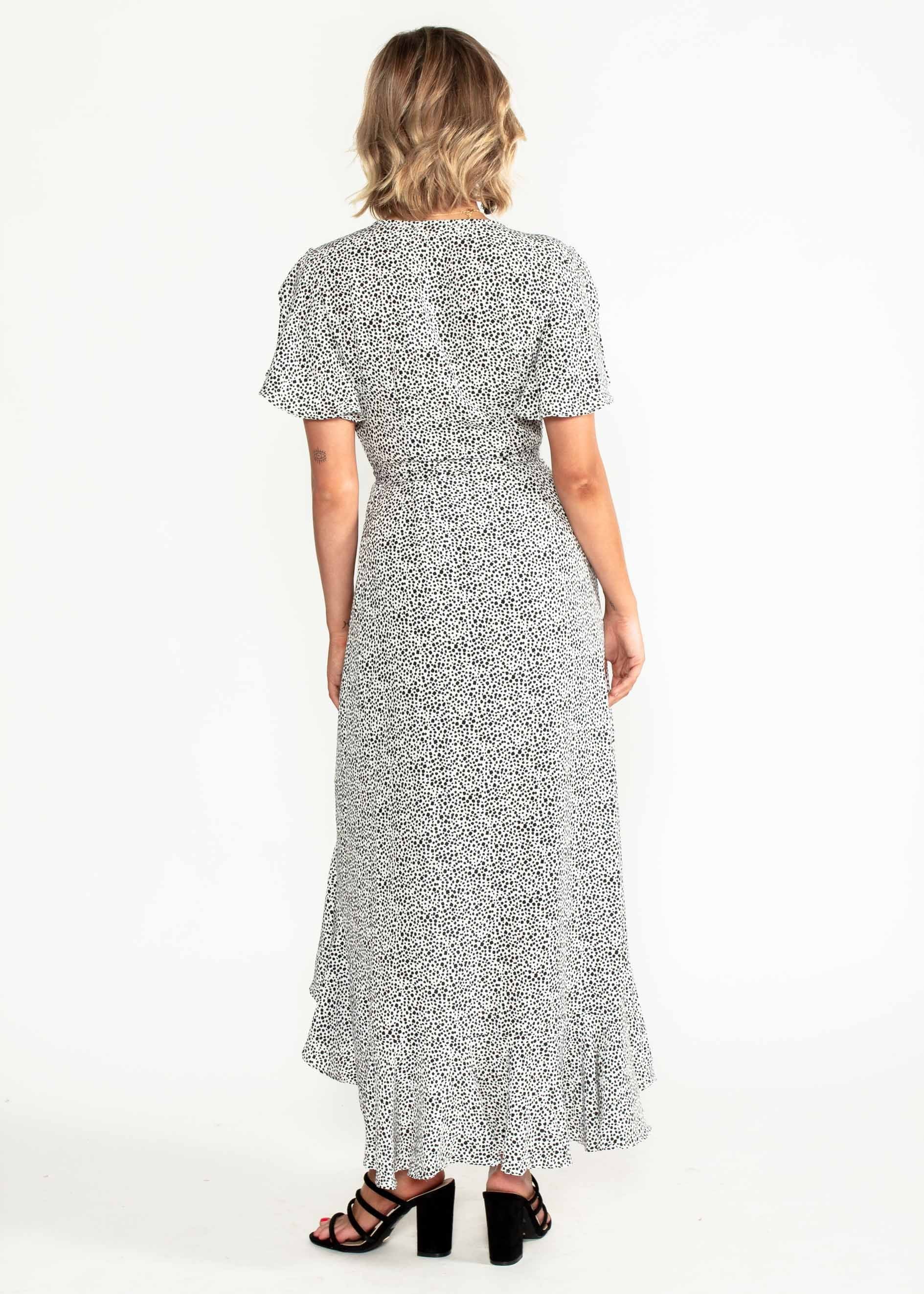 First Look Wrap Midi Dress - White/Black
